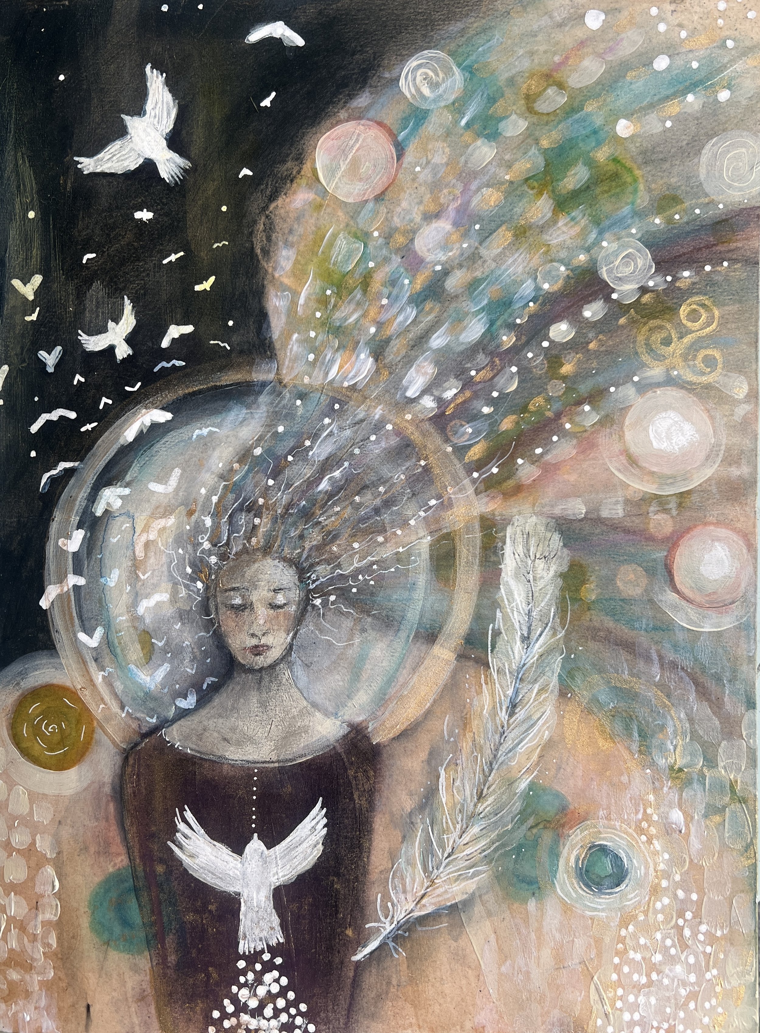 "Birth of a Star" 9x12 inch soft pastel + Acrylic on Uart Sandpaper