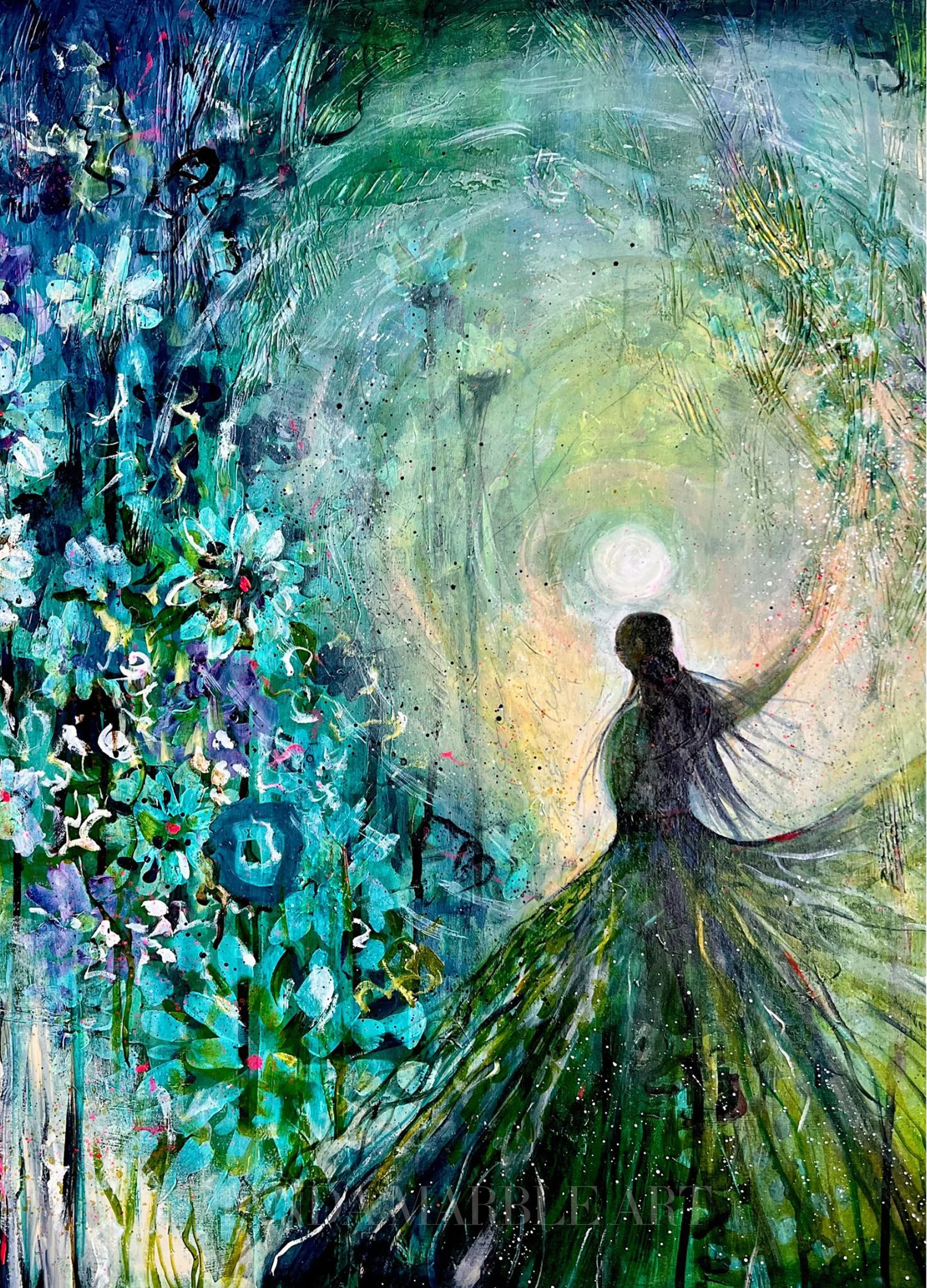 Serving the Magic 
+ Moonlight
24x30 inch mixed media on canvas.  