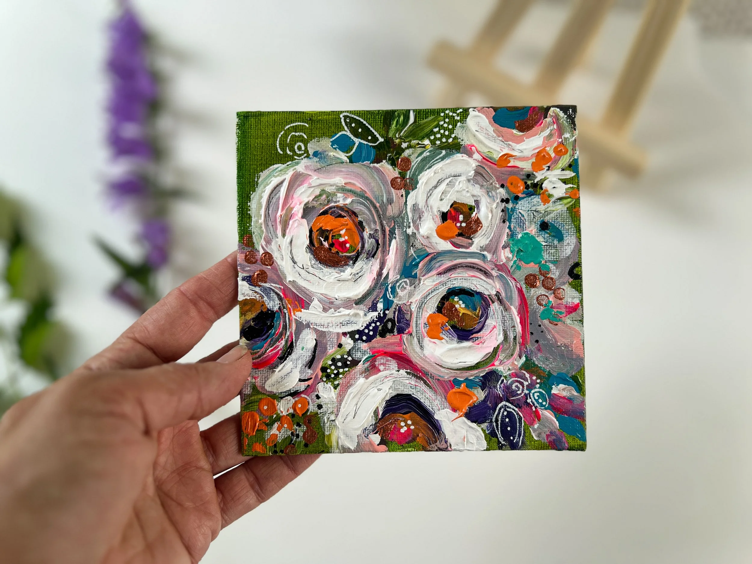 Small Botanical Painting: Vibrant Summer Flower