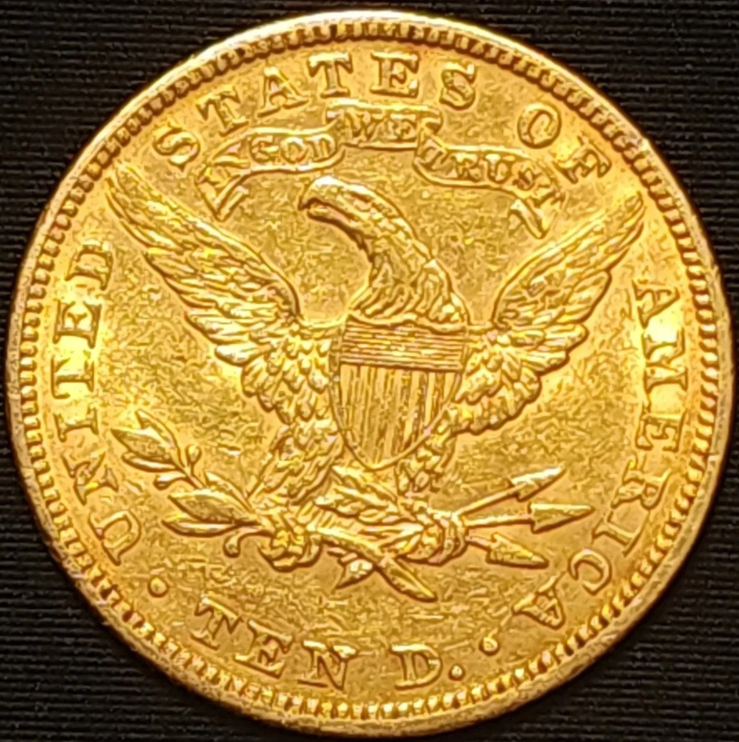 1892 Liberty Head $10 Gold Coin Back Picture