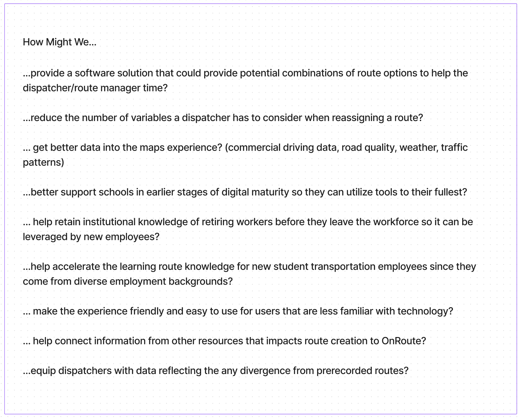 How might we statements.