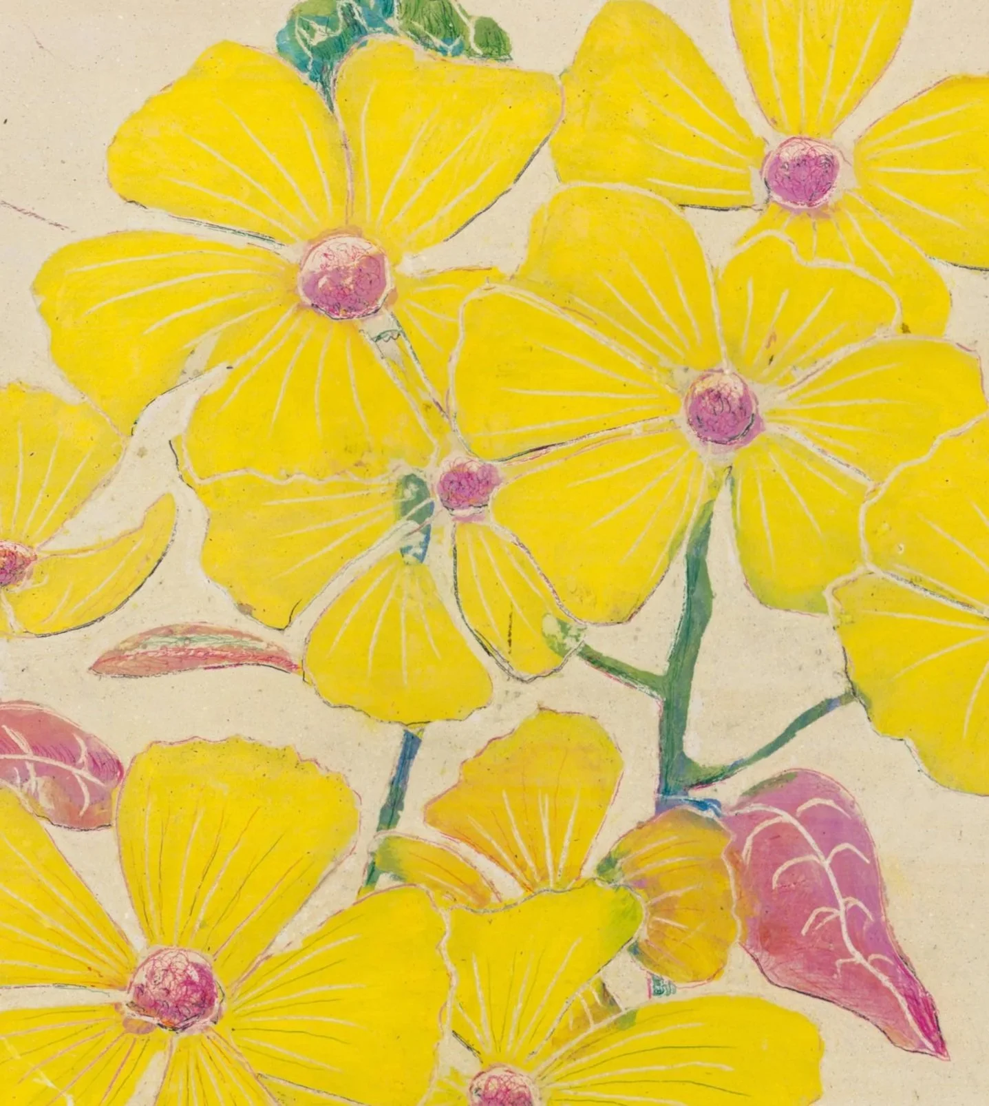 Prints coming soon! Detail image of 'Yellow Flowers'.