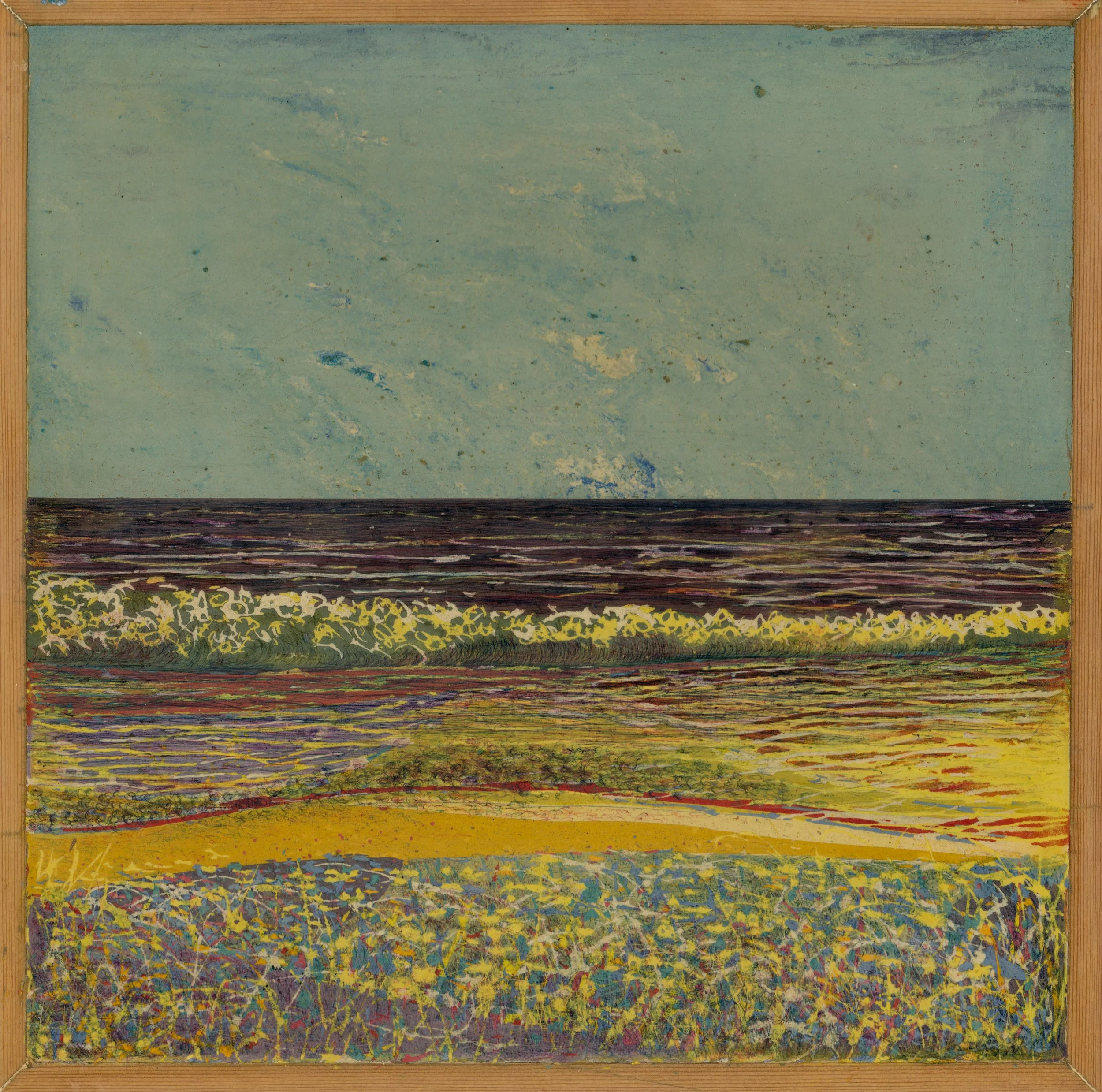 Blue Yellow Mindscape, Experimental Fresco, Plaster, Lime, Pigment, Ink, Acrylic, Varnish. Donation of £900 +