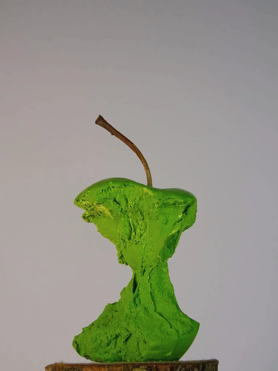 'Eaten Green Apple', Jesmonite, Pigment, Beeswax, Apple Tree & Stem, 2026. (SOLD)