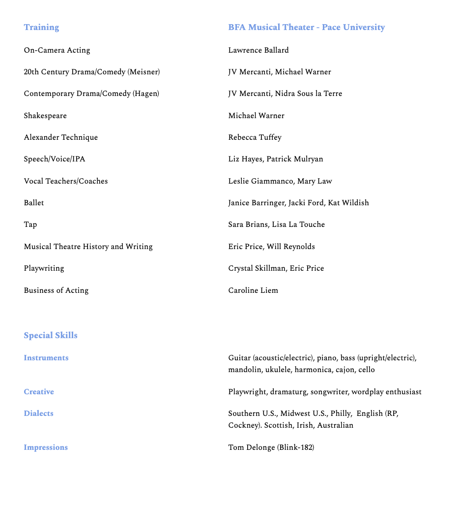 A continuation of Benjamin Nurthen's theatrical resume.