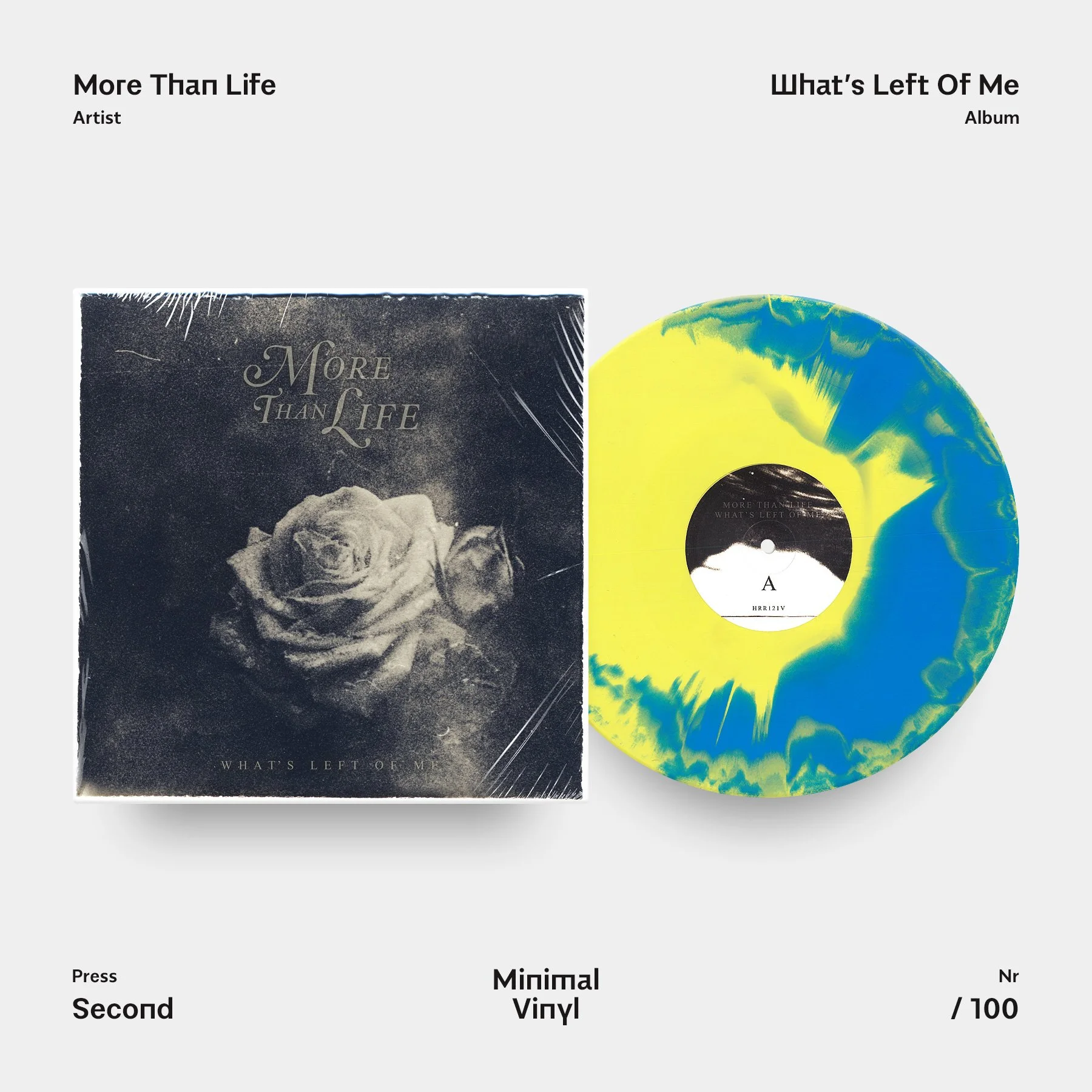 More Than Life Whats Left Of Me Yellow and Blue Smash Vinyl
