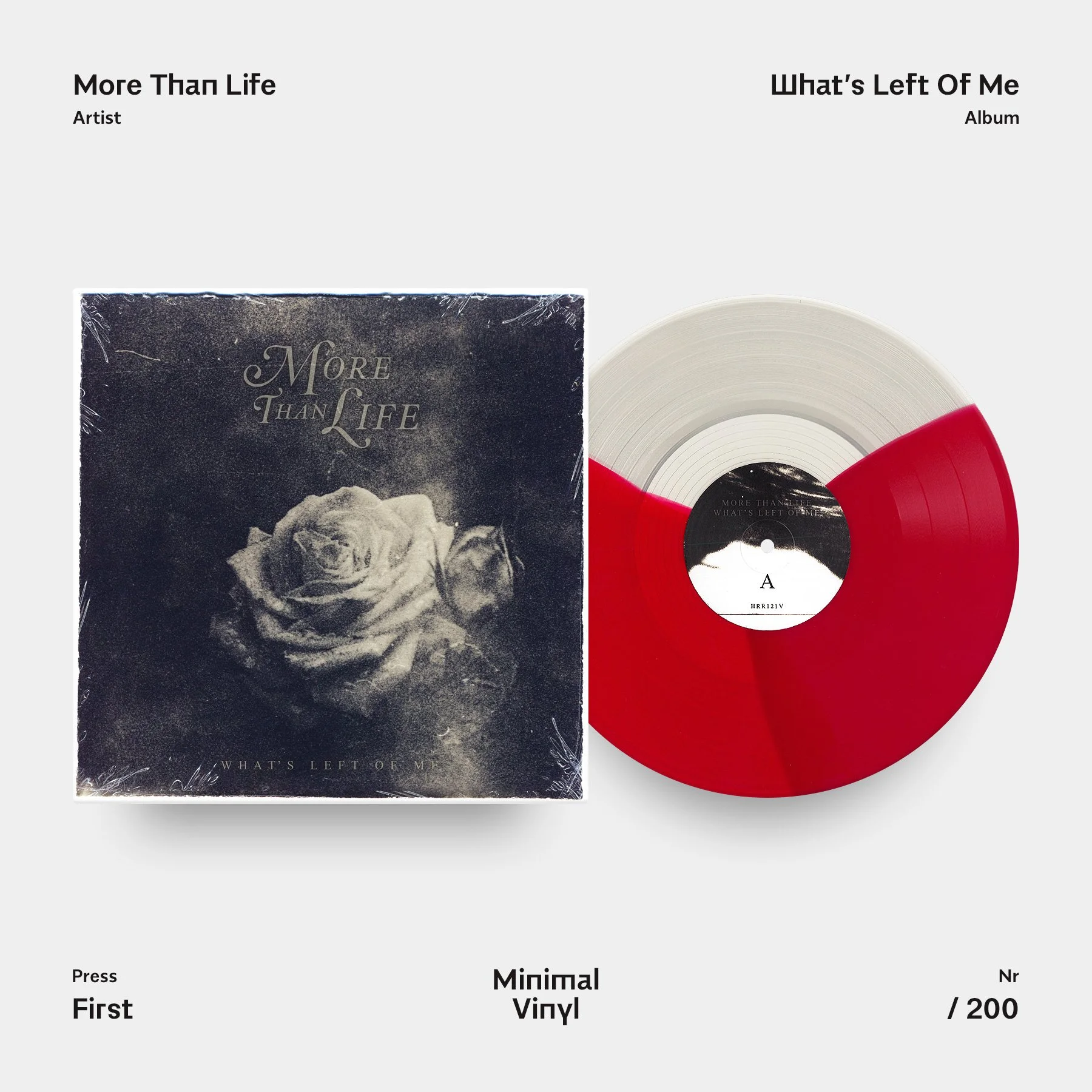 More Than Life Whats Left Of Me Transparent with Transparent Red and Solid Red Split Vinyl