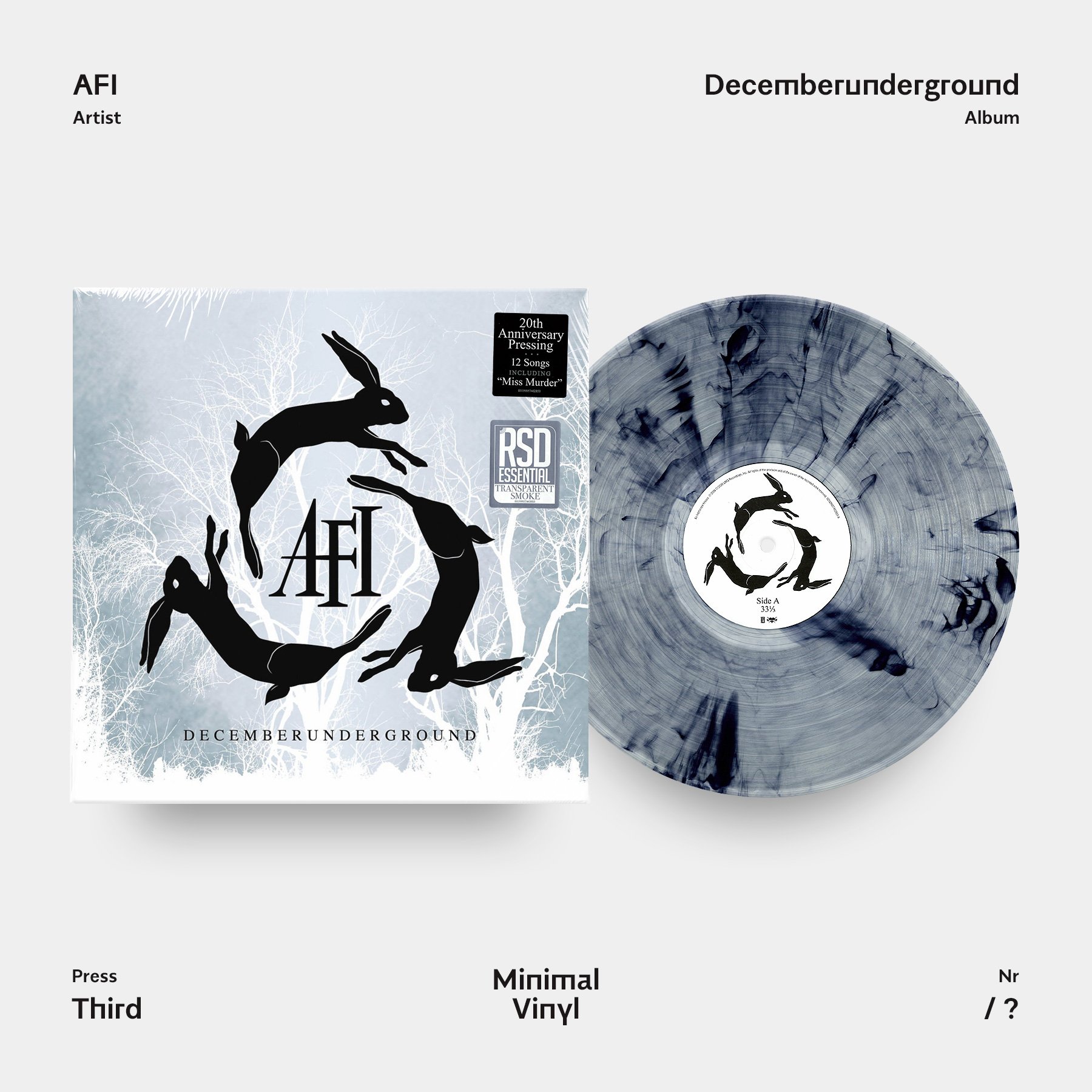 AFI Decemberunderground Transparent Smoke 20th Anniversary Edition Vinyl