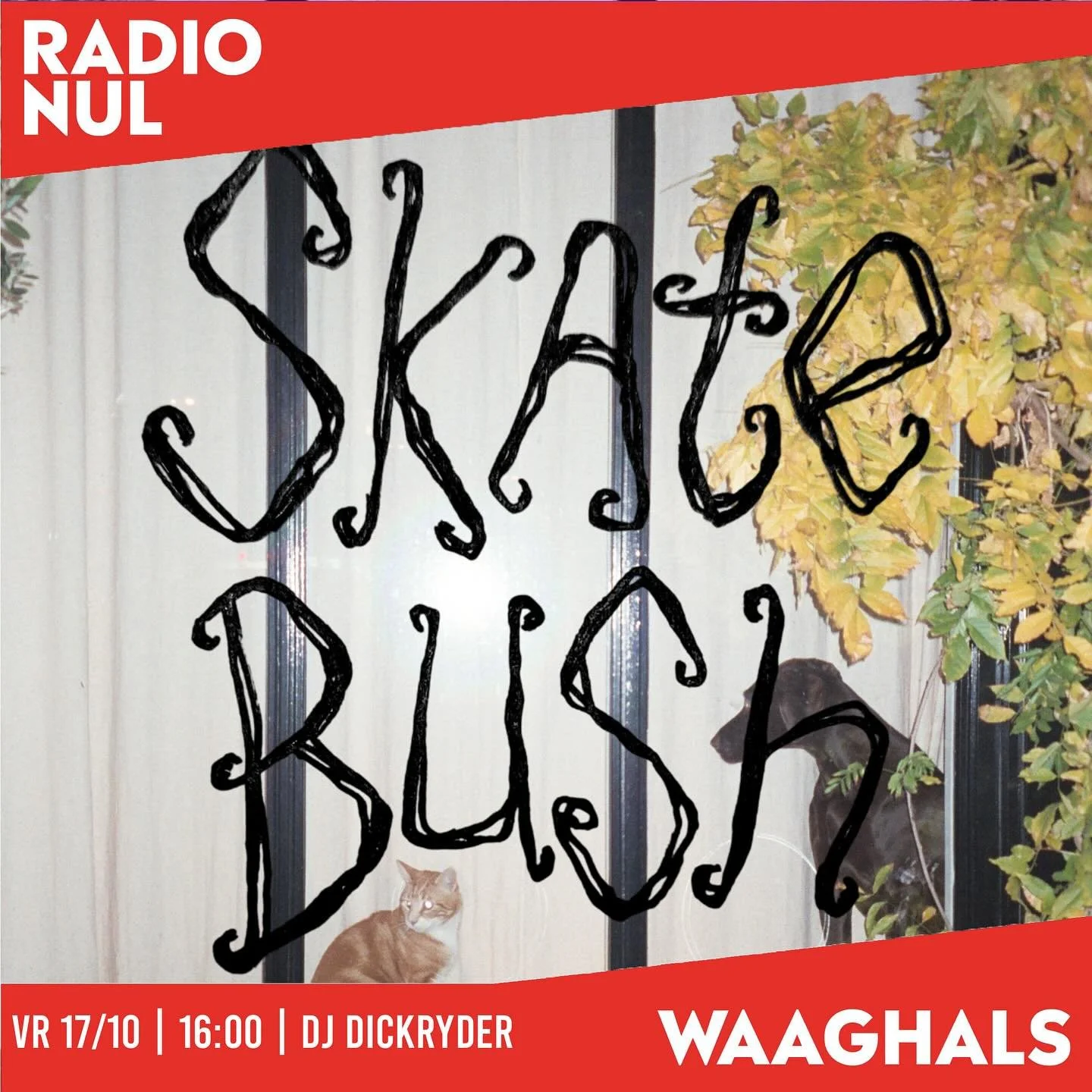 Het is @skate_bush releasedag! 
daarom om 16:00 DJ DICKRYDER presents SKATE BUSH, live vanuit @waaghalsnl