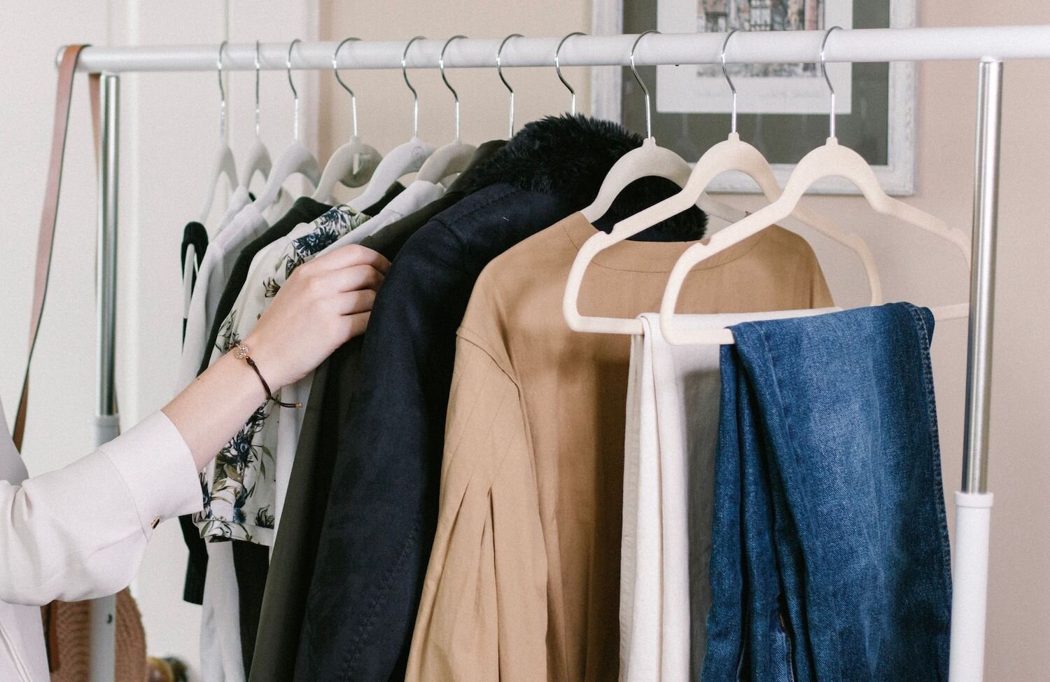 Clothing rack organized by personal stylist
