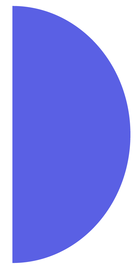 A blue semicircle that resembles a capital ‘D’