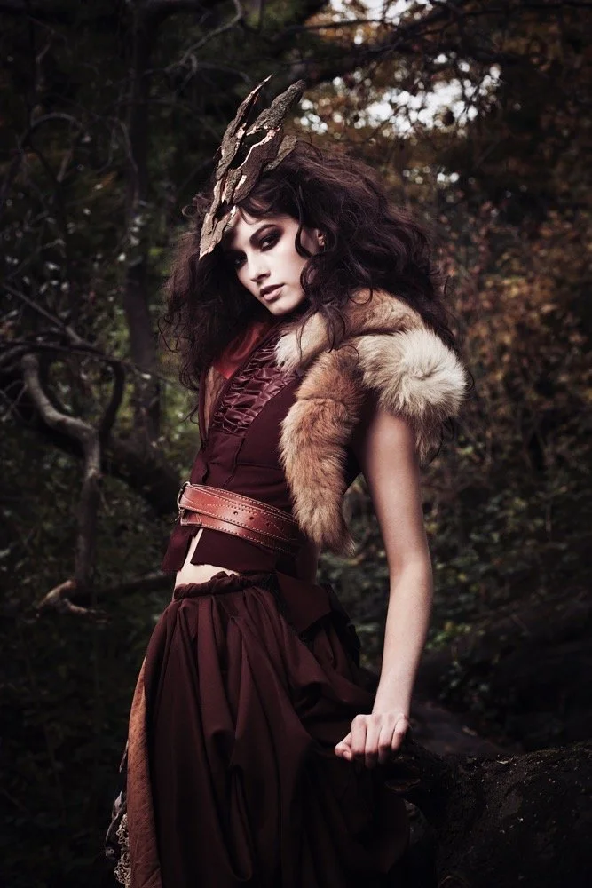 Bark headpiece, fashion editorial