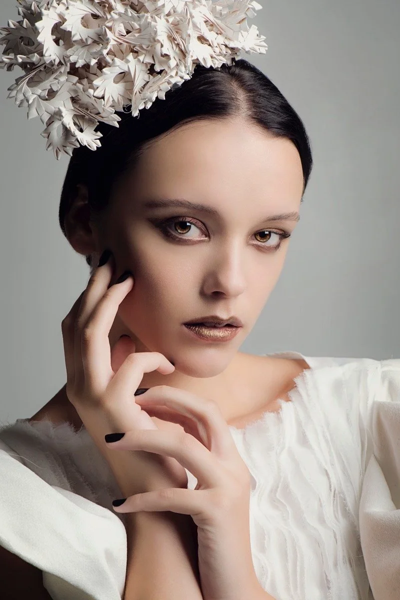 Spiral headpiece, fashion editorial