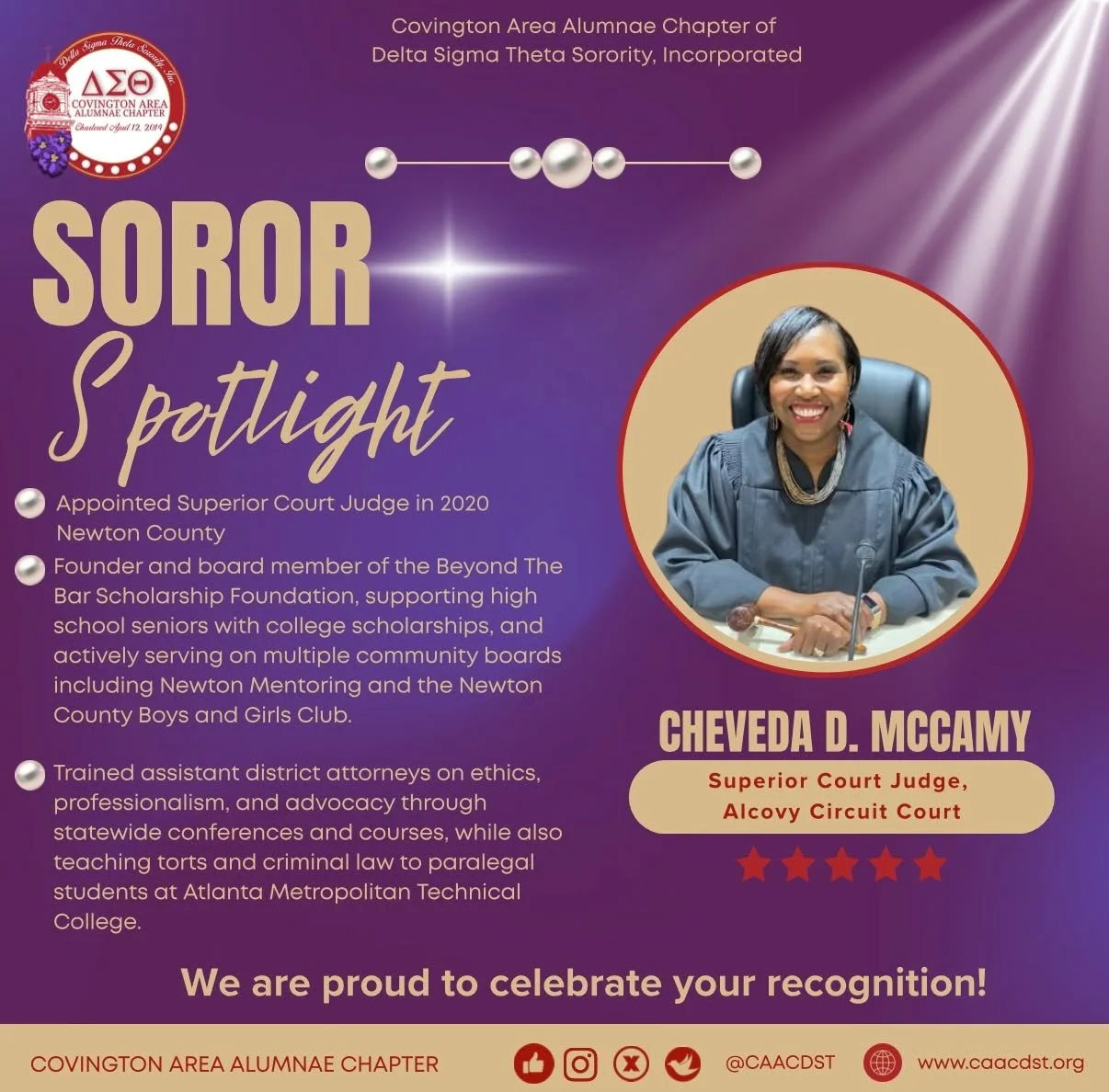 Today, we proudly shine the spotlight on an exceptional woman of purpose, passion, and service! Thank you for your dedication.

#CAACSpotlight
#DST1913
#SisterhoodAndService
#DeltaSigmaTheta
#SororSpotlight
#ExcellenceInAction
