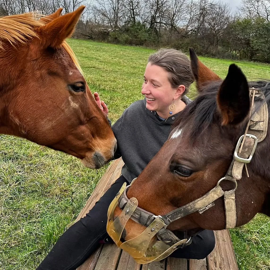 Happy Solstice! 🕯✨️
Here are some bright moments from the past months (many more bright people and places were not captured in photos).

[Image 1: Laura grins as two horses come up to say hello. 2: Laura and @neatlynoted smile in a selfie with brigh