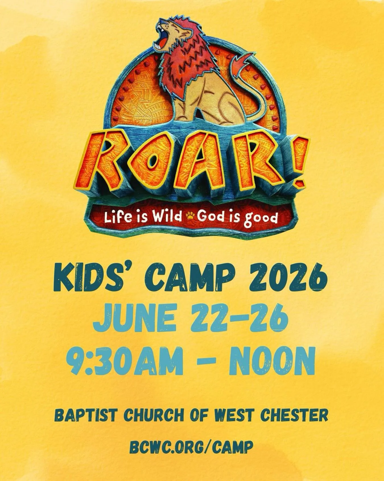 Sign up is open for Kids&rsquo; Camp 2026! Three-year-olds to 5th graders will play, sing, and learn about God&rsquo;s big love! Sign up at BCWC.org/camp. Share to spread the word!