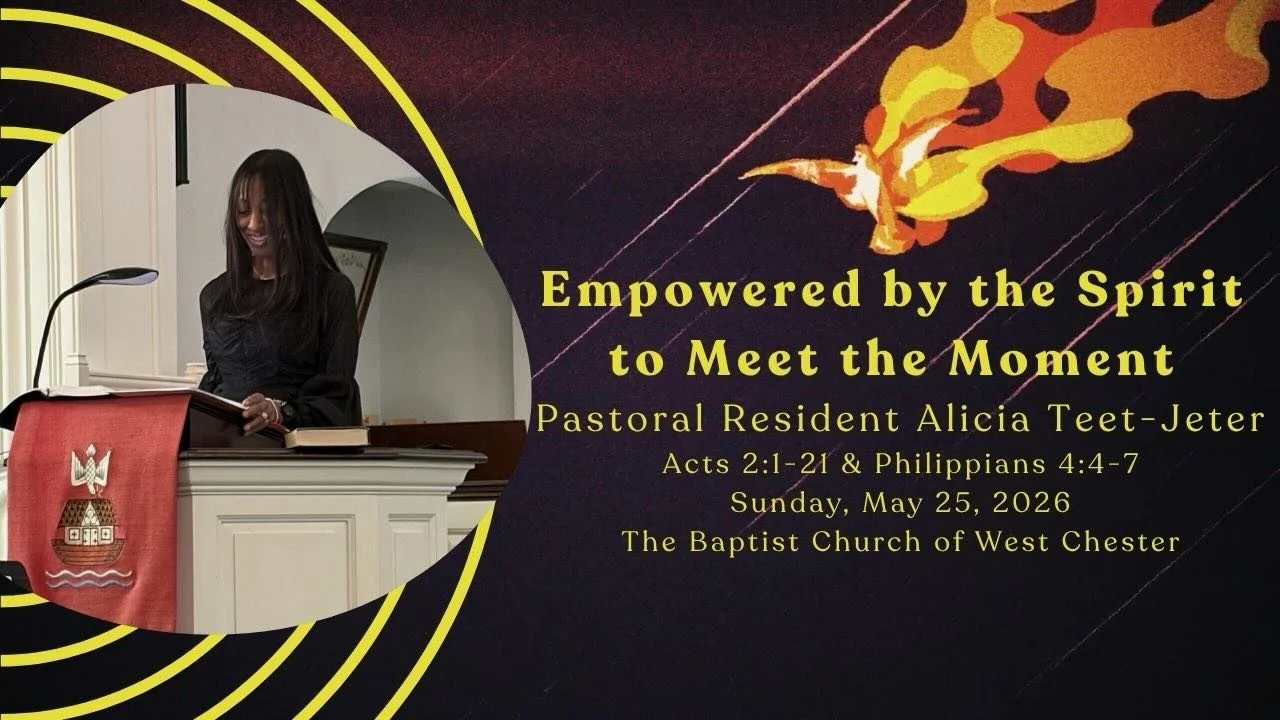 How can we meet the moment we&rsquo;re living in?

This Pentecost Sunday, Pastoral Resident Alicia reflected on the promise of God&rsquo;s Spirit in Acts 1, the precedent of the Spirit&rsquo;s work in Acts 2 and the playbook for living with joy, gent