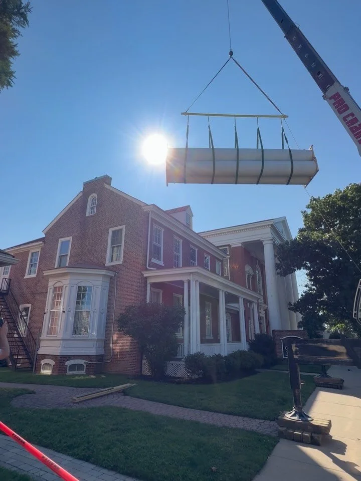 The new columns have arrived! These will replace the wooden columns that have stood in front of our church for about 100 years! Next step is installation. Thanks to the trustees for their work on this project and the many donors who helped fund this 