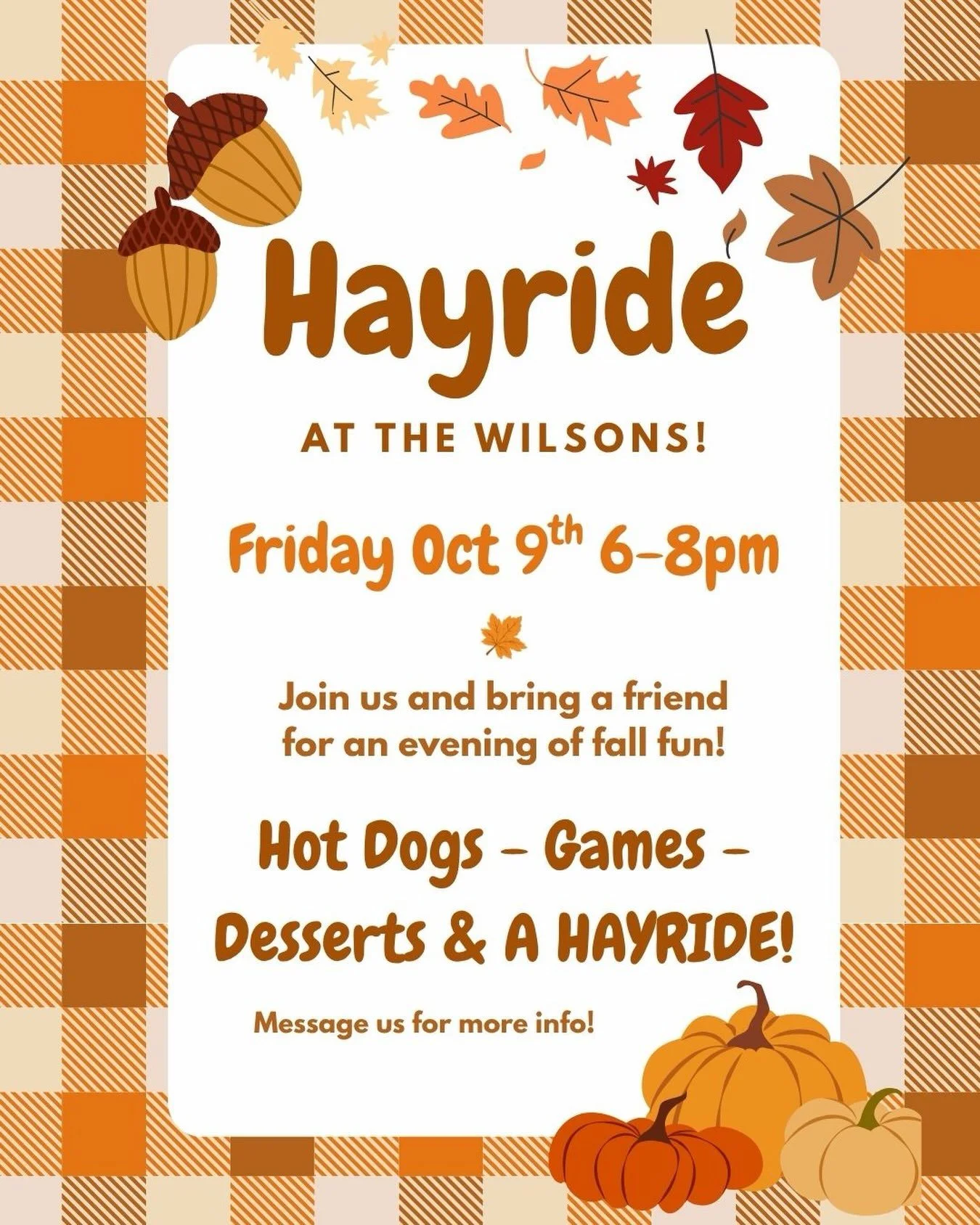 The annual hayride is Friday! Are you coming?