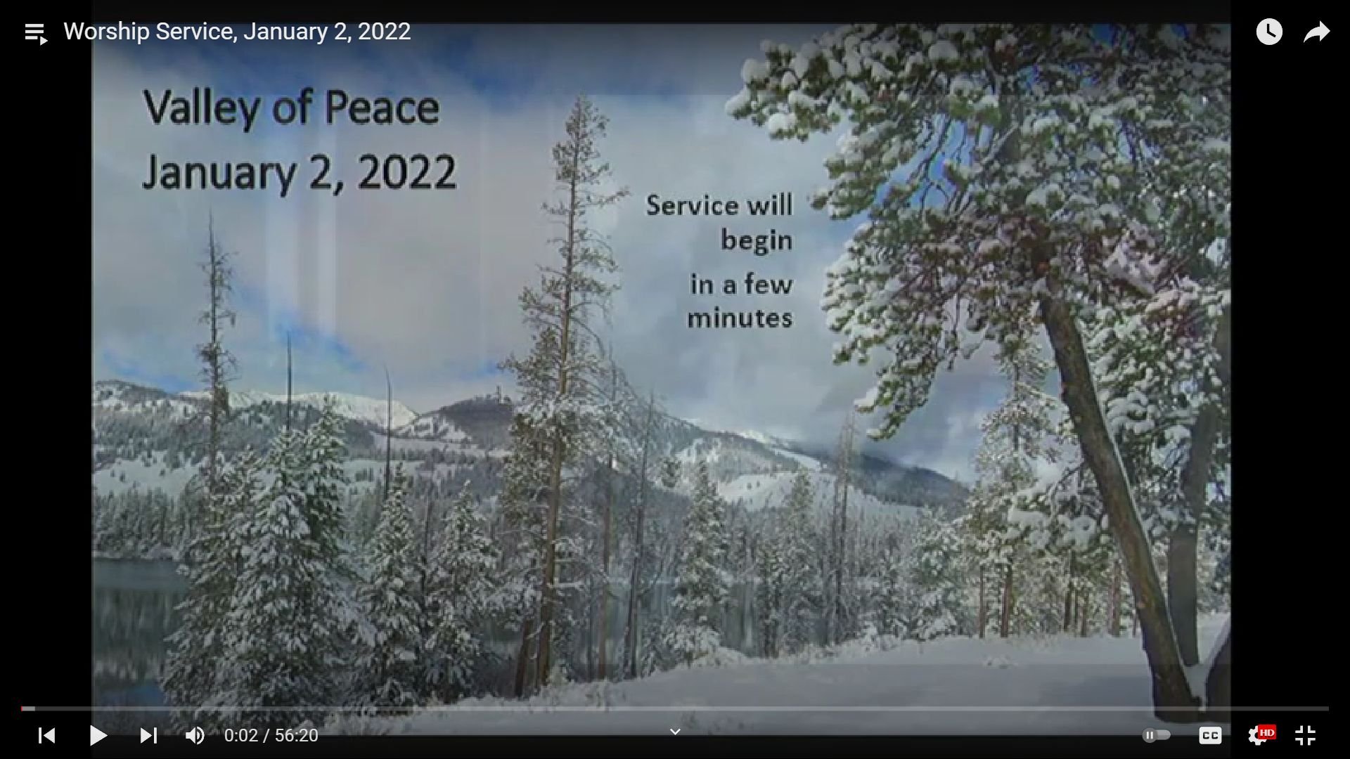 Worship Service, January 2, 2022