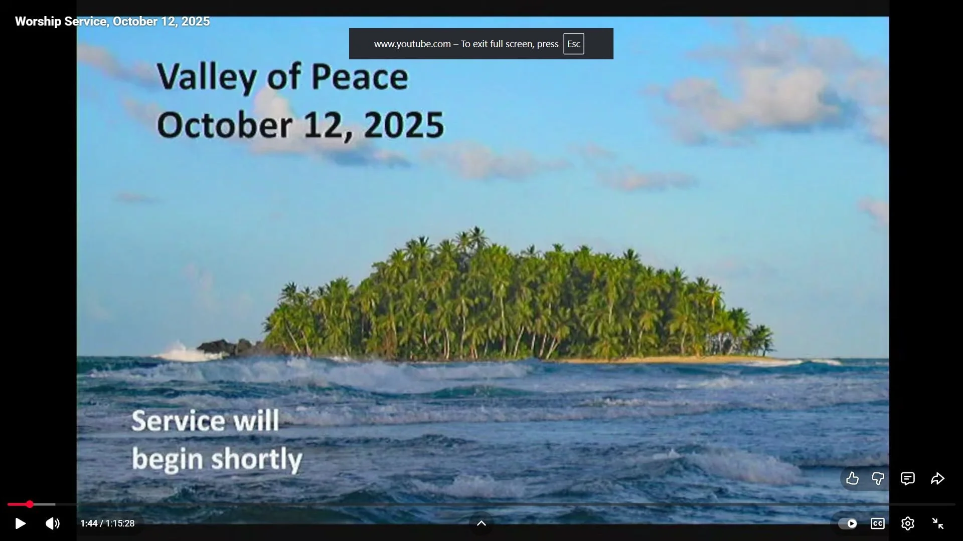 Worship Service, October 12, 2025