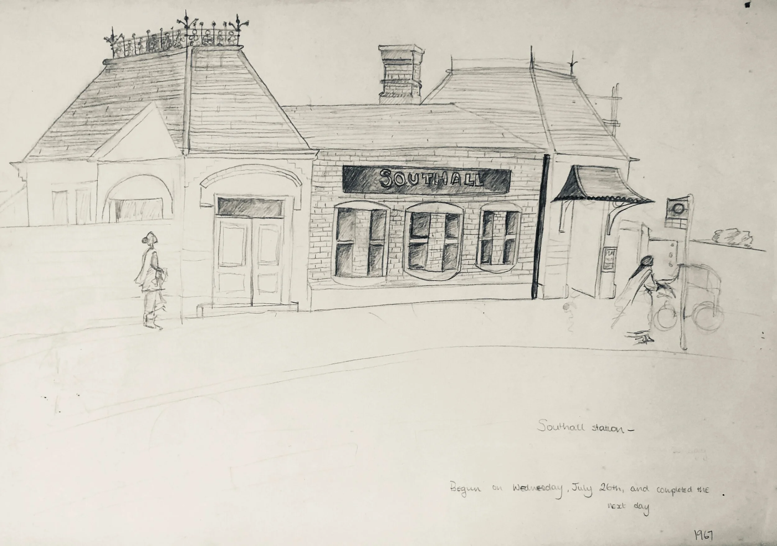 From an early age and throughout my life I have always carried a sketch book, or found some paper to sketch something that caught my eye. Mostly now lost, but this is from my pre-university life in West London, sketched from across the road with the
