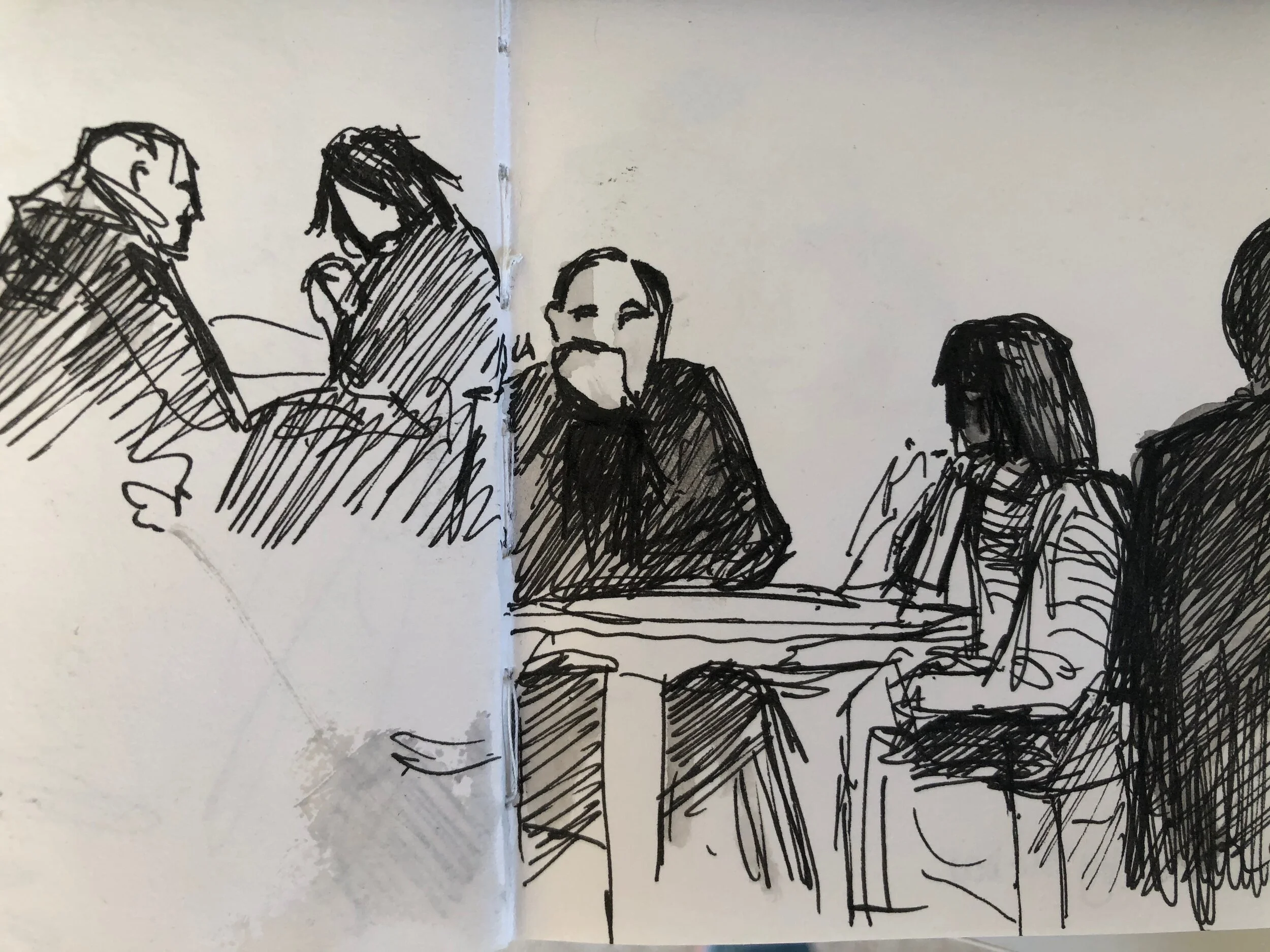  Whenever I have been sitting in a café or bar, on a train or in a park, I have drawn what I see. My most usual subjects have been people, and it’s interesting how a person often seems to know when they are being studied and then look over, like this