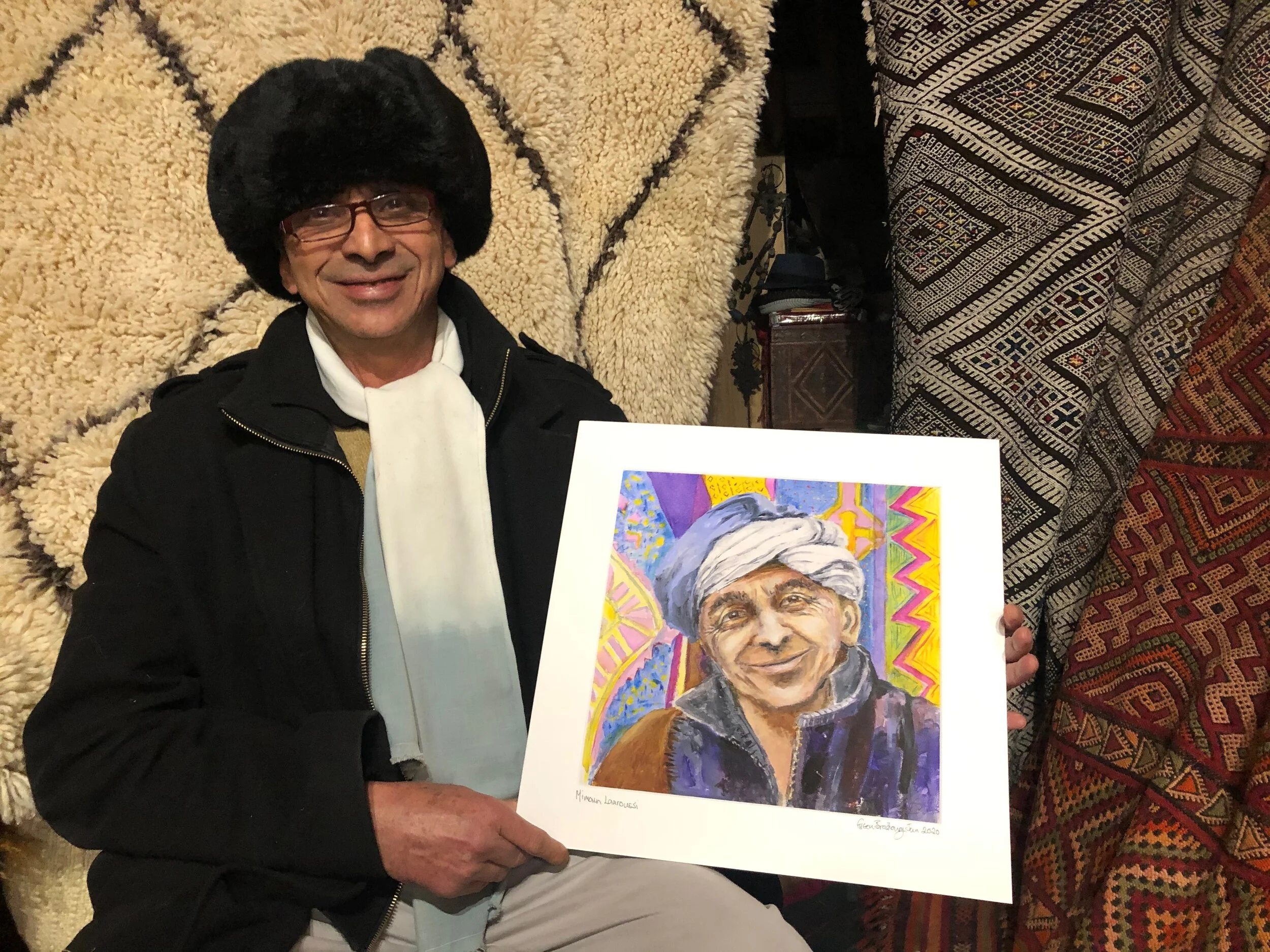 Following my contact with Chris Clements and the oil portrait workshops, still using acrylic and still nervous of oil, I painted a portrait of a carpet-seller in Montpellier from photos. He had been delighted to be photographed. I then had a quality