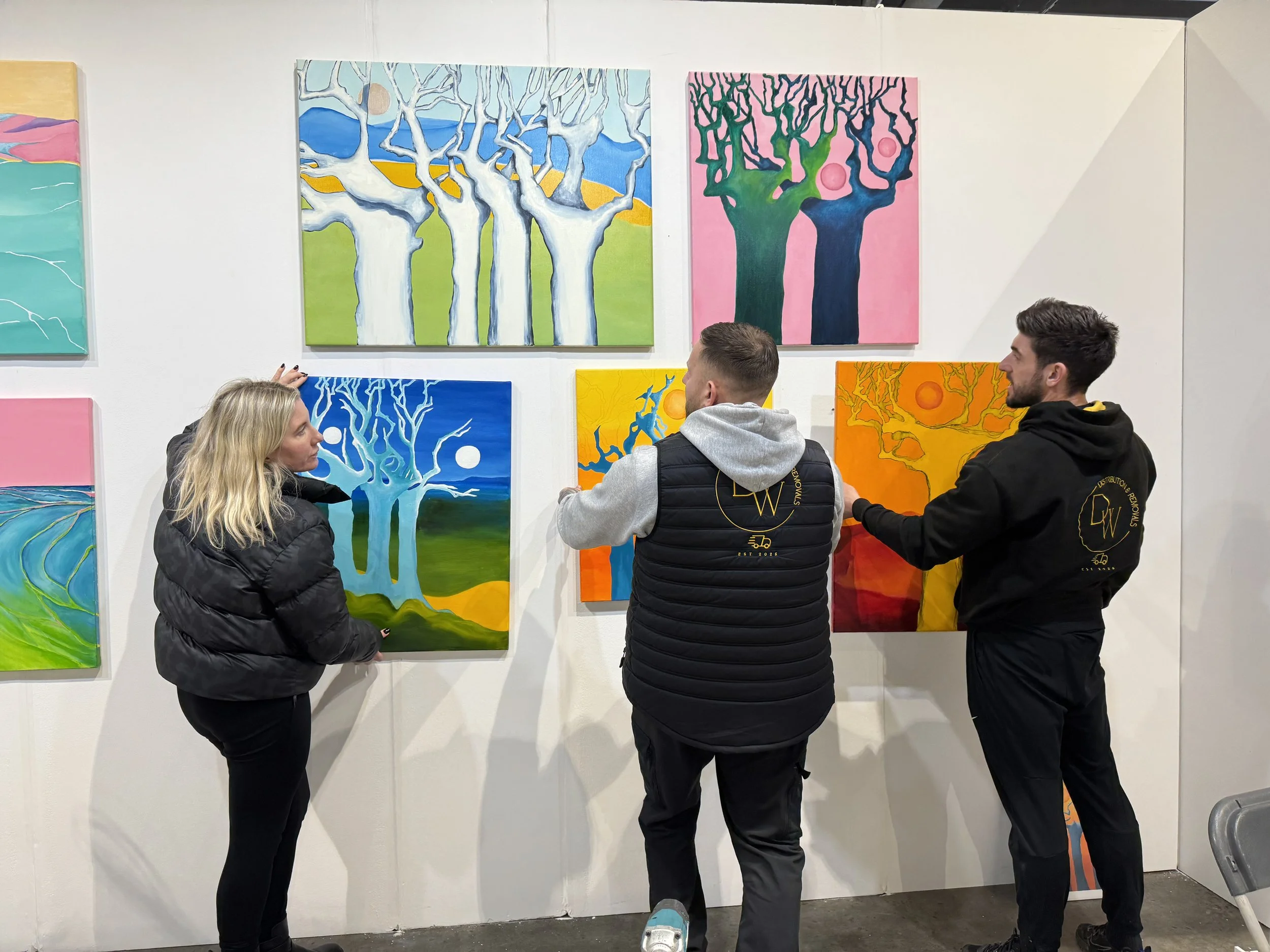  installing my paintings at the Fusion Art Fair in Harrogate in March 2026 