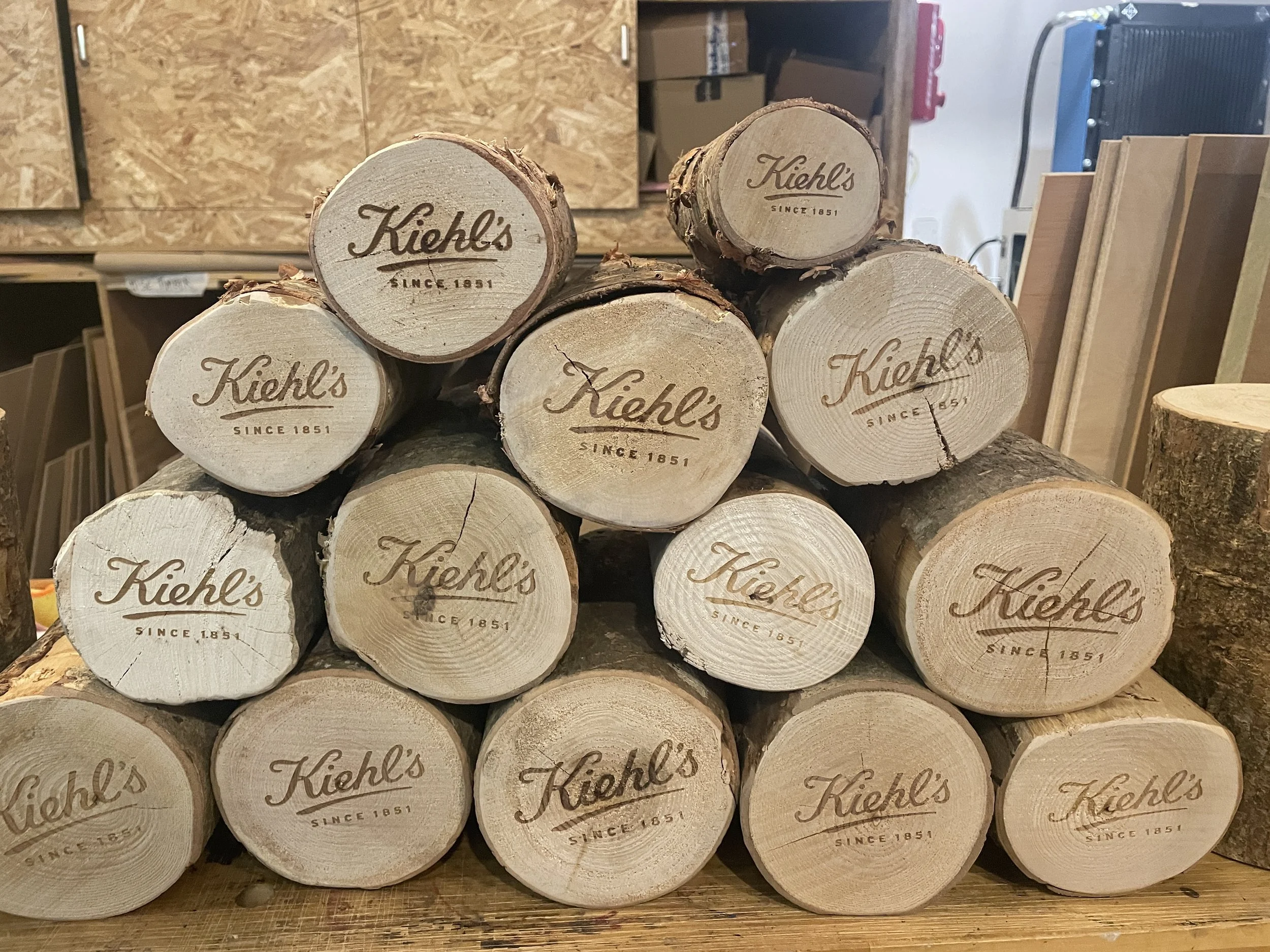 Laser engraved logs for Kiehls brand