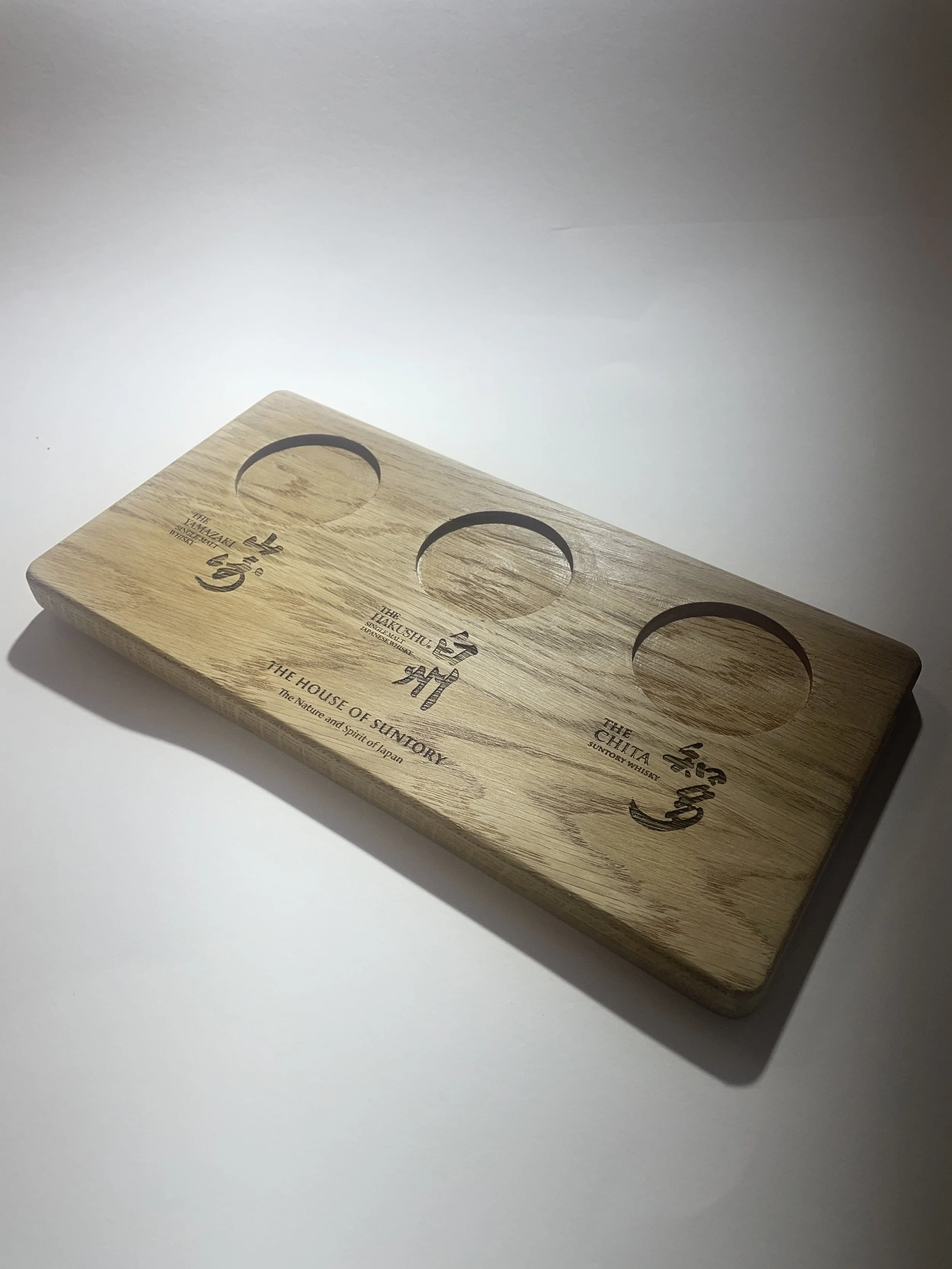 CNC Routed oak whiskey trays for Suntory