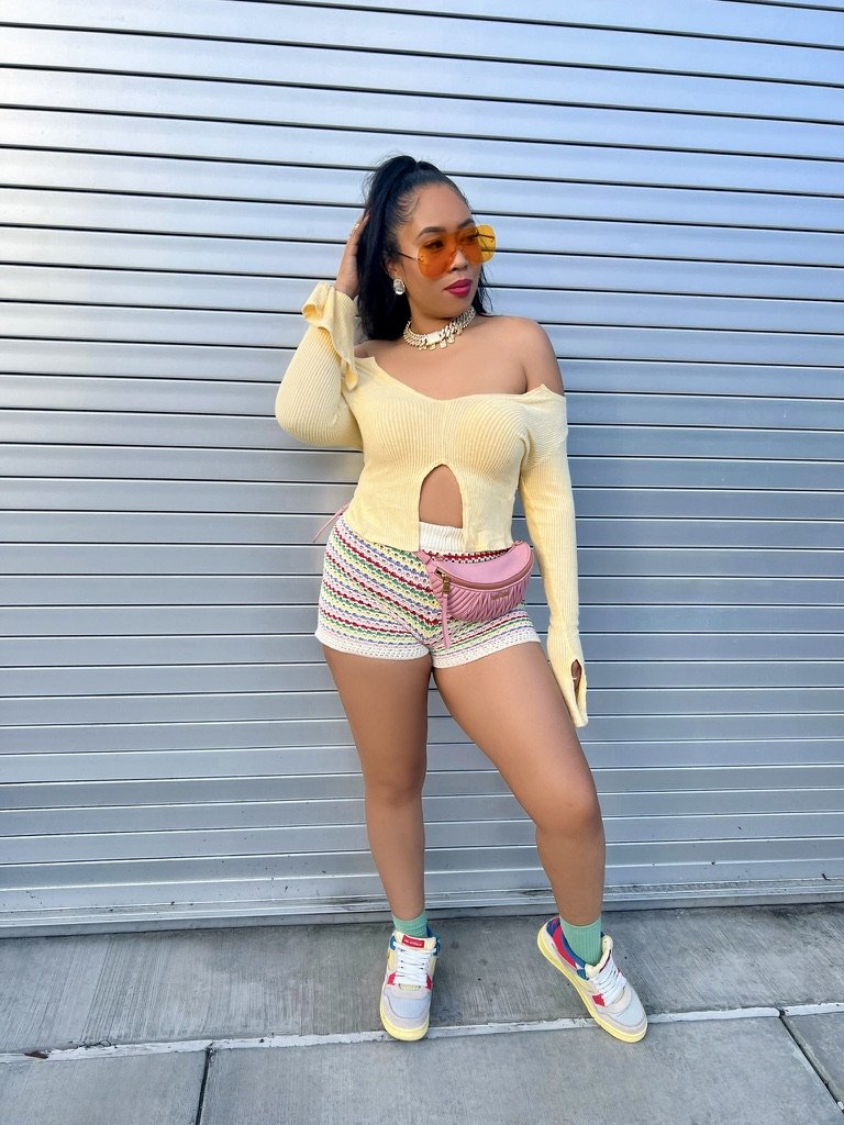 Yellow Knit Long Sleeve Top