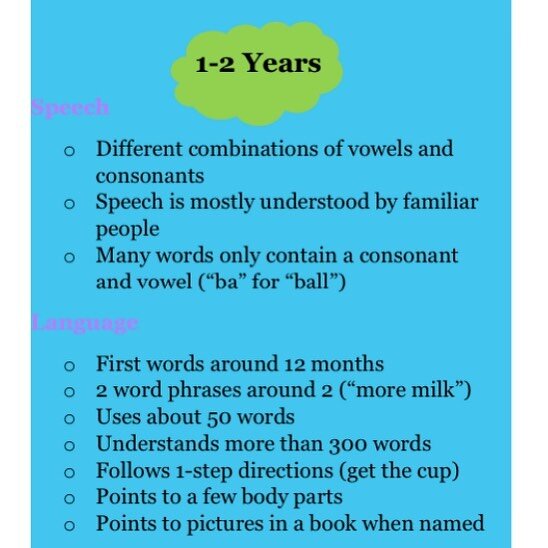 Check out a few milestones for children between 1 and 2 years of age.
&bull;
Keep in mind this is a big age range for little ones. Just because your newly 1 year old isn&rsquo;t doing everything on this list doesn&rsquo;t mean they are behind.
&bull;