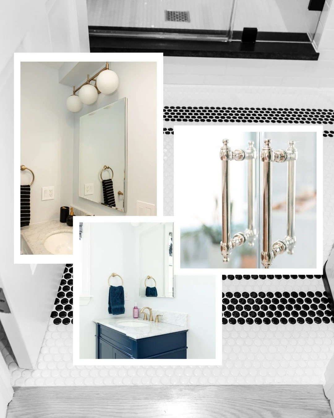 "✨ Elevate your sanctuary with the perfect blend of modern elegance and timeless charm. This bathroom is where tradition meets contemporary flair. 🛁💫 

Timeless interiors, rooted in your story.
📍Serving NJ &amp; beyond
✨ Book a consult &rarr;