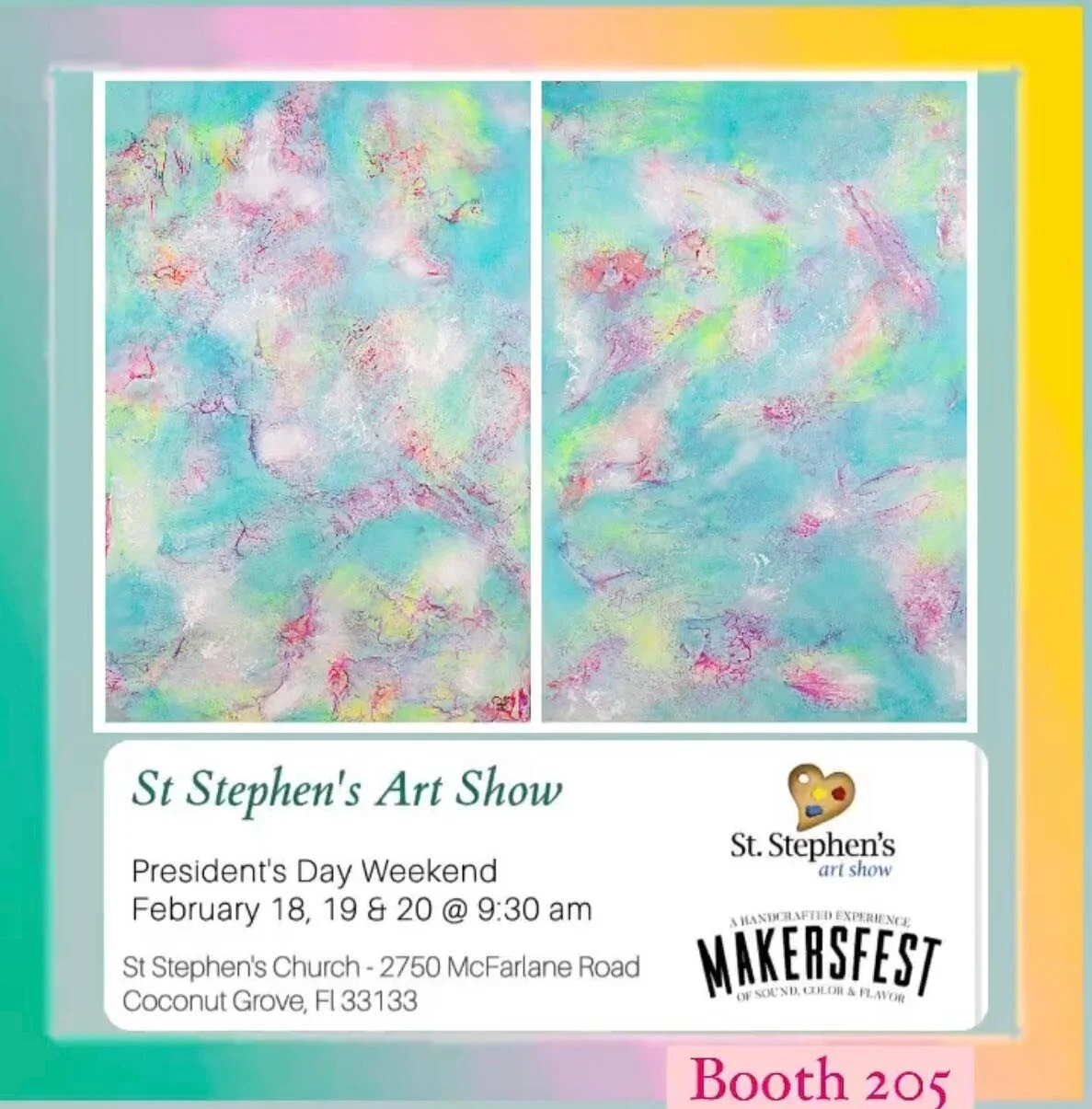 I will be in Coconut Grove this weekend for the St.Stephen&rsquo;s Art Show! Please come by and check out my new paintings! 

#coconutgrove #coconutgroveartshow #cgart #artshows #miami #coralgables #miamievents #artcollector #artforsale #miamiinterio