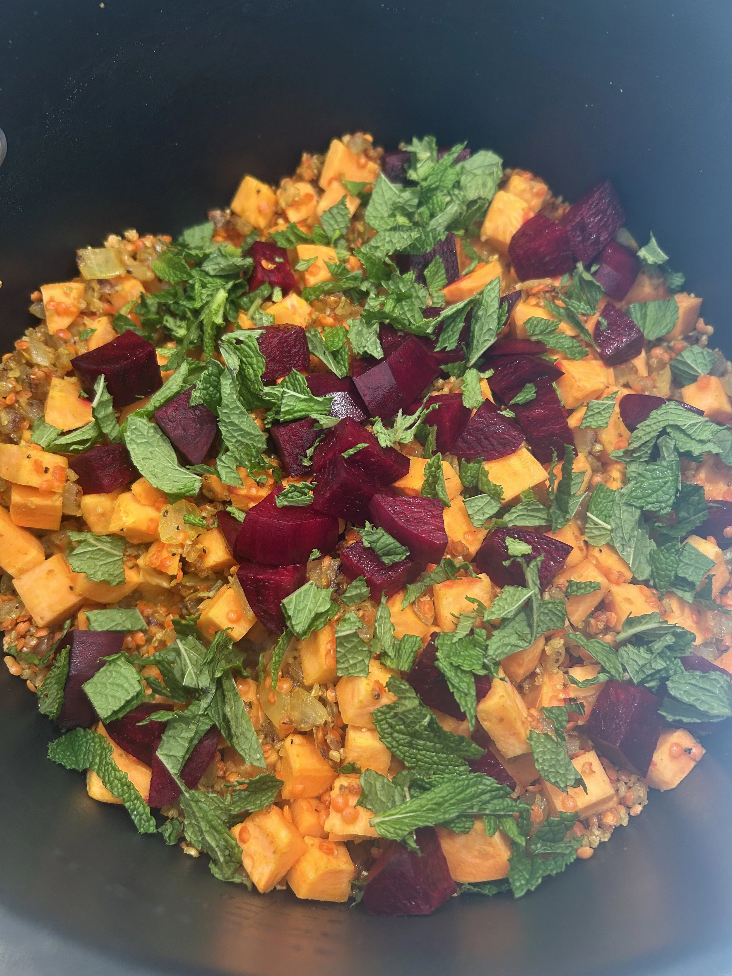 Beet, Lentil, Sweet Potato Stew (uncooked)
