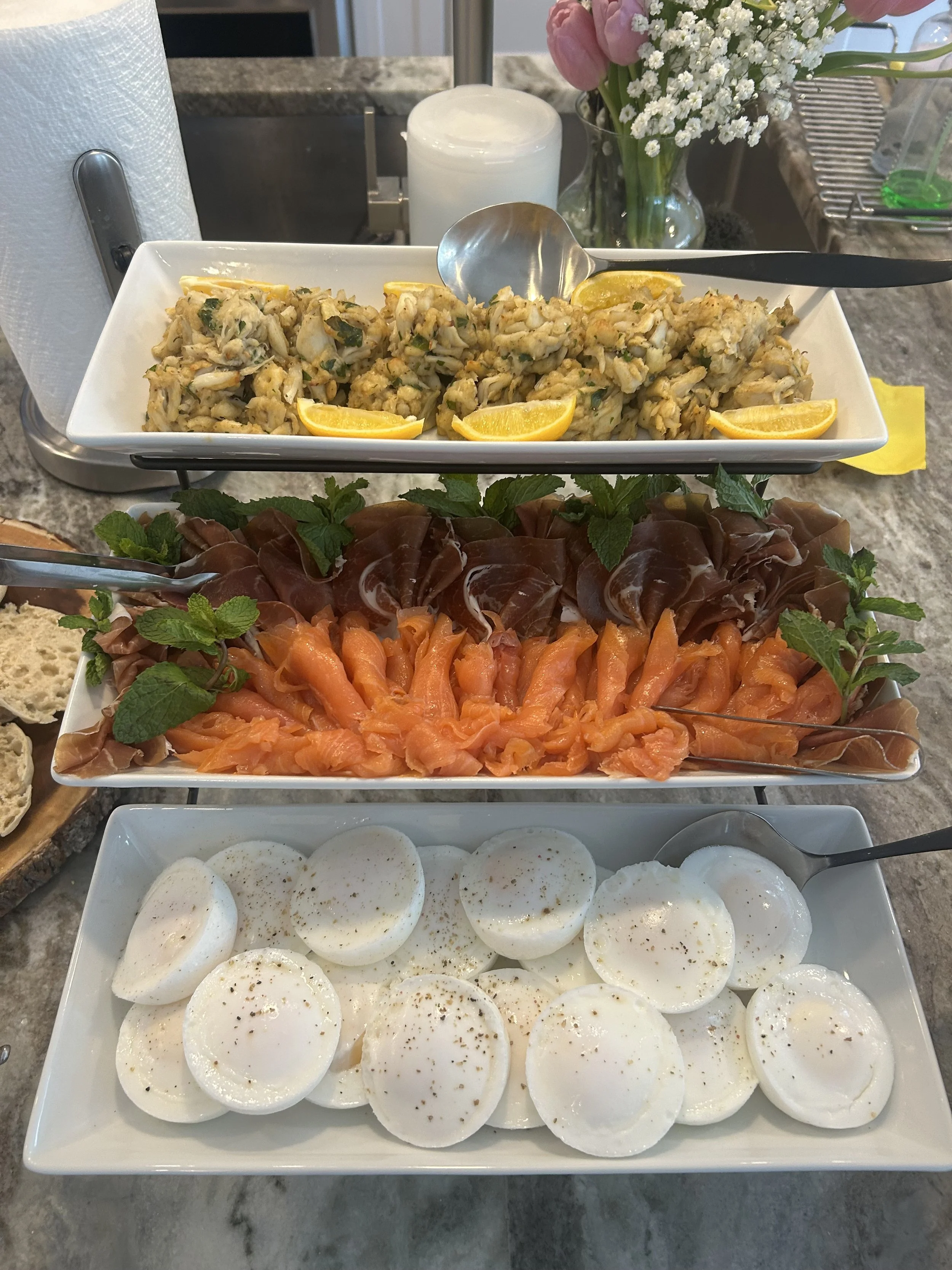 Crab Cakes, Prosciutto, Smoked Salmon & Poached Eggs