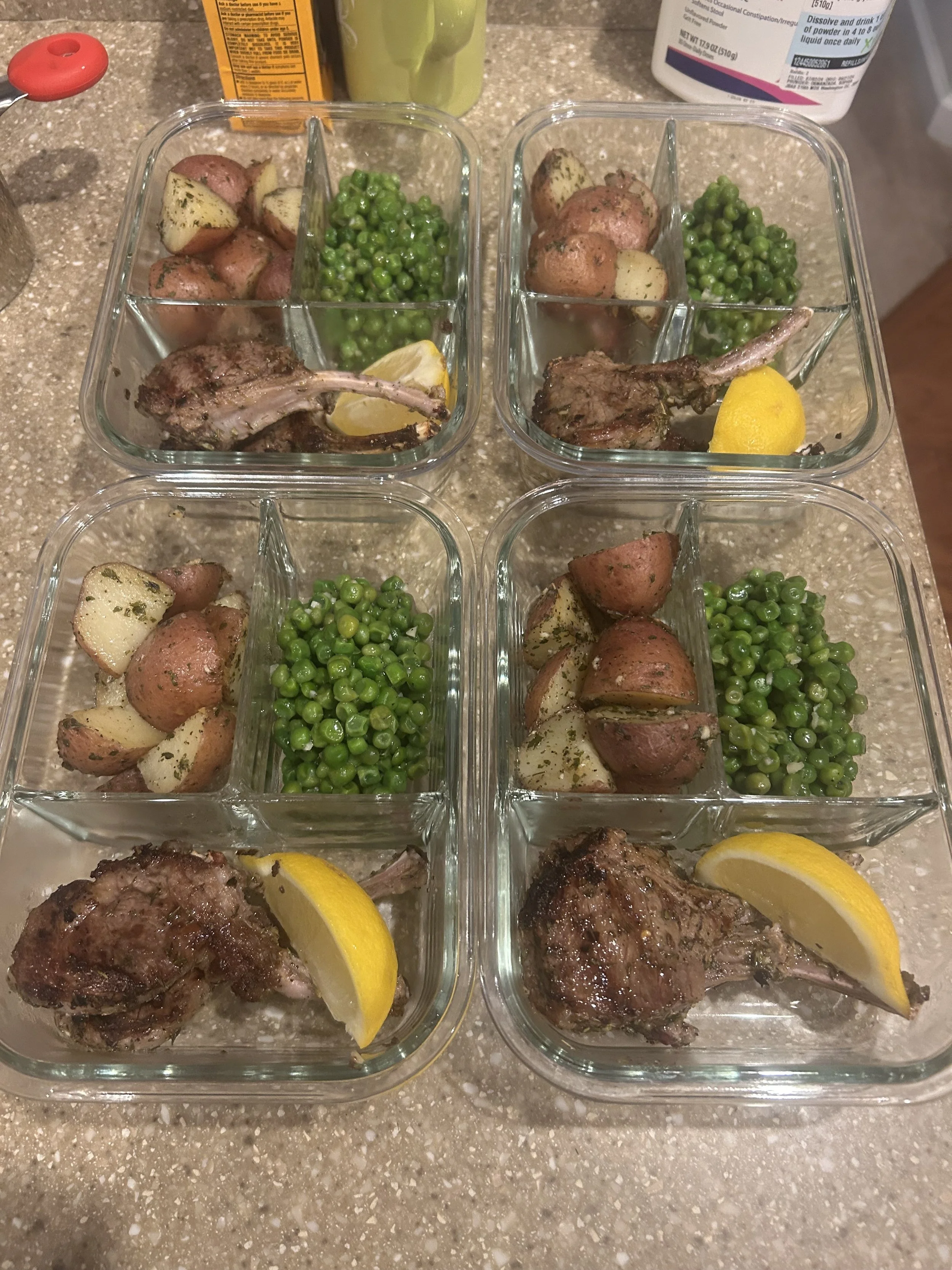 Lamb Chops, Tarragon Peas & Herb Roasted Potatoes