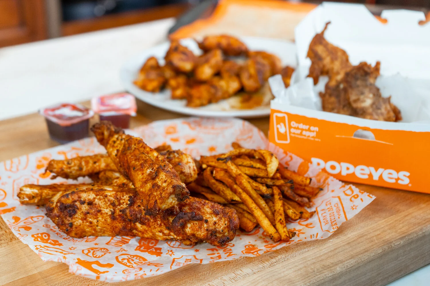 Popeyes Blackened Chicken Tenders and Fries