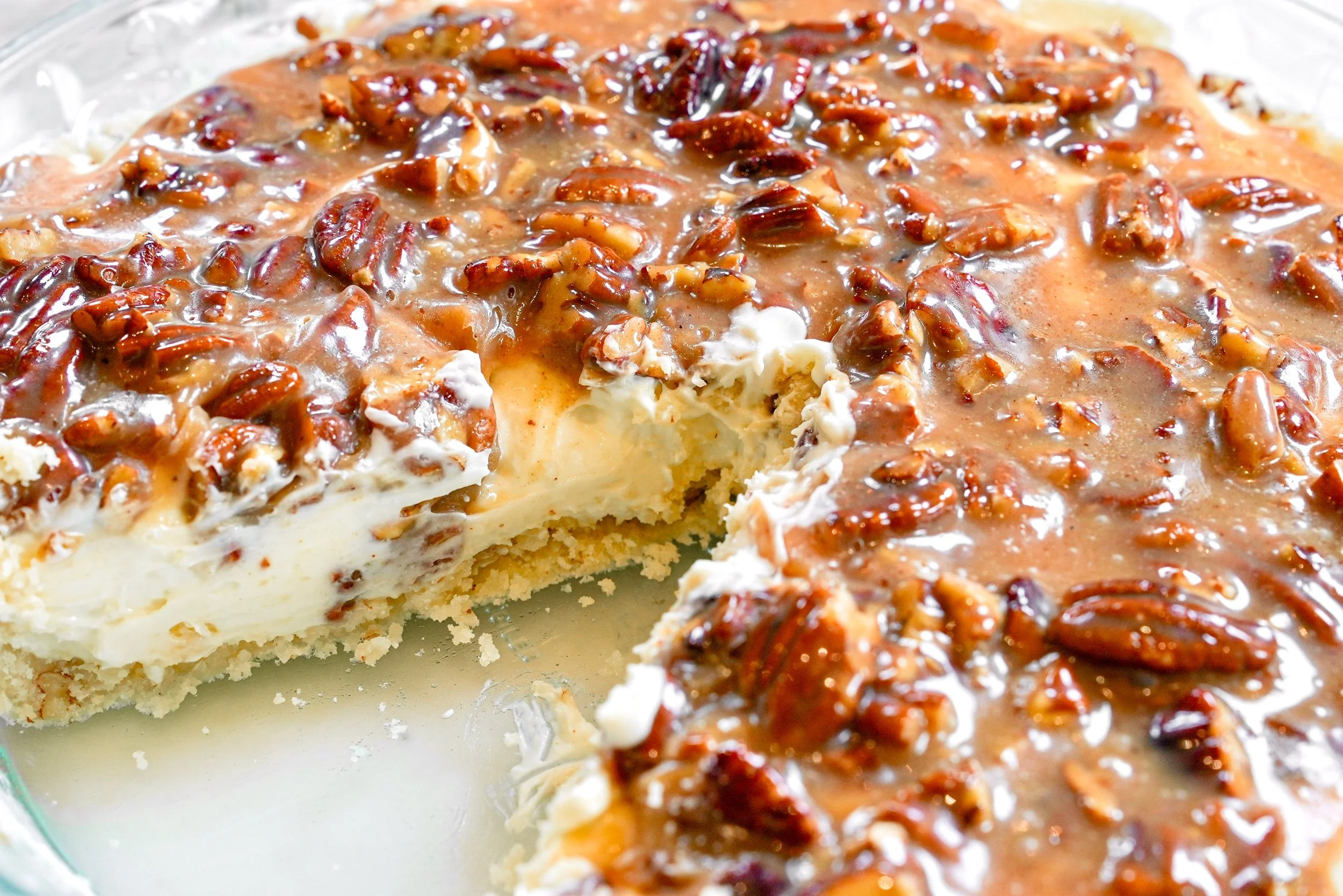 No Bake Caramel Pecan Cheesecake