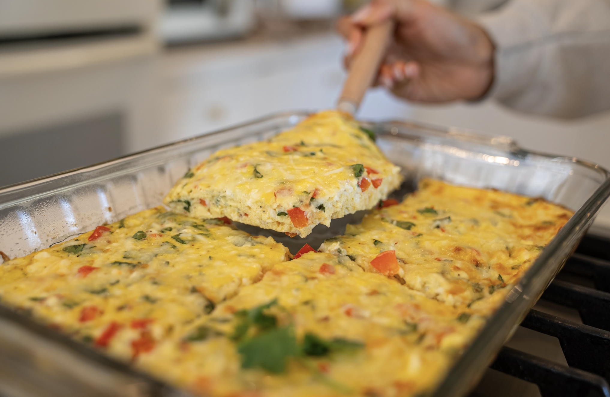 High Protein Spinach Feta Breakfast Casserole 