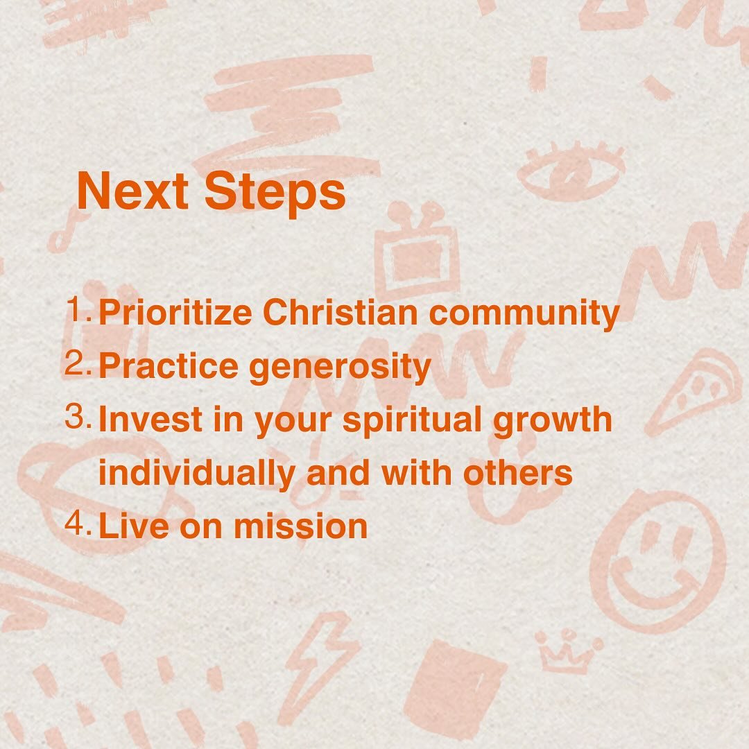 NEXT STEPS

///

Here is some practical ways to put what we learned in week 1 in our new series &ldquo;Life in Community!&rdquo;