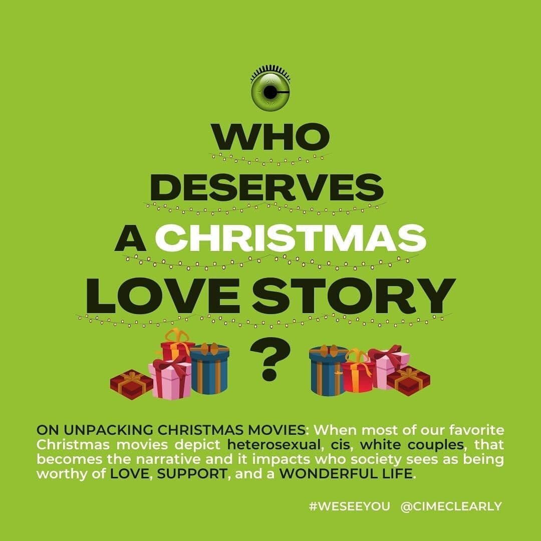 Let's THINK THIS THRU: Who deserves a Christmas love story?🎄🥰

Our stories shape our beliefs and our beliefs shape our reality. So when most of our Christmas romantic comedies only show White, heterosexual, cis, couples, what are we teaching societ