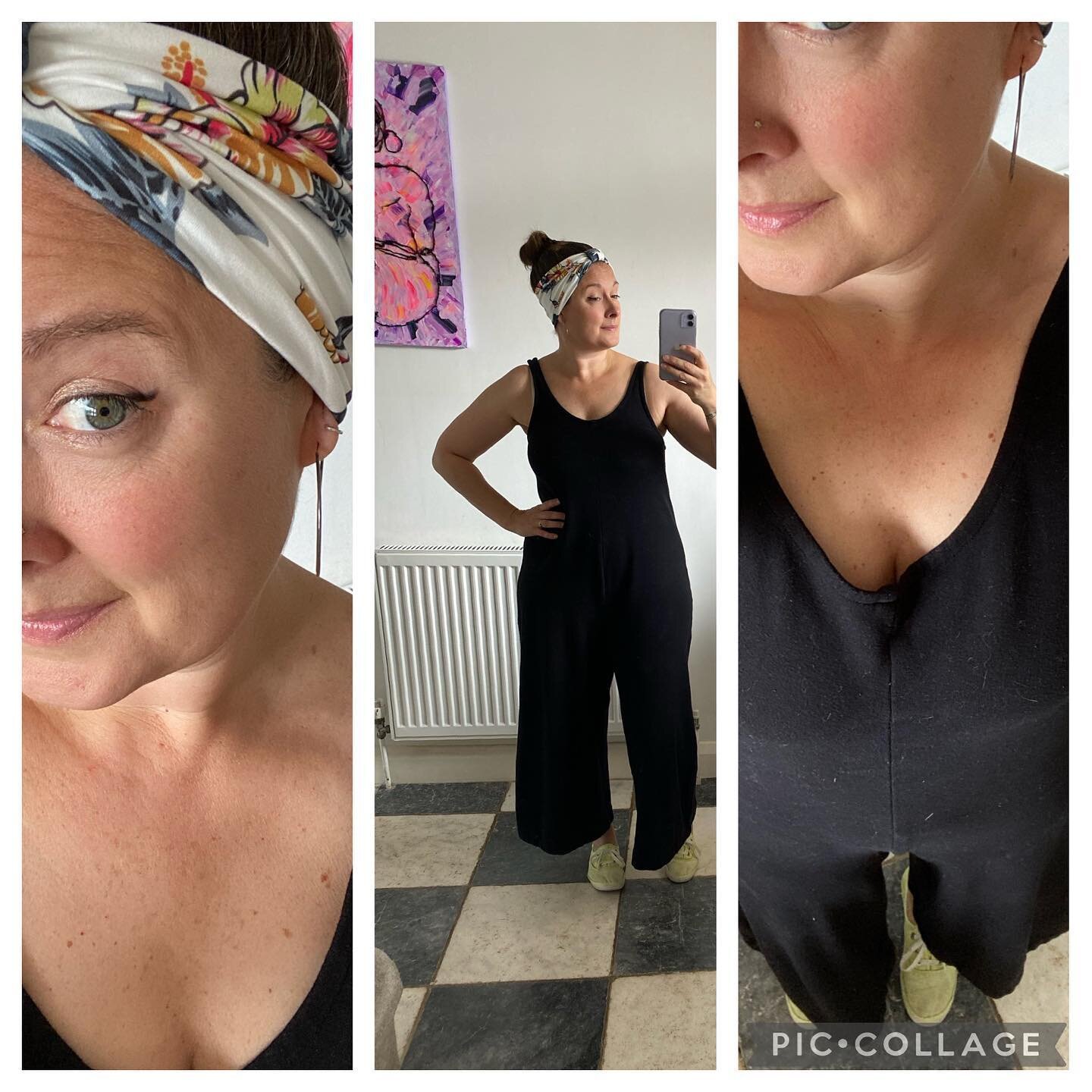 Fashion - I mean business today!
.
One piece dressing obvs 🙄
.
Lady bun and head band 🎀
.
Big hoops (albeit old and tarnished, a bit like me) to emulate my painting in the background ✔️.
.
Let&rsquo;s do this!
.
I using the Pomodoro Method 🍅 to ge
