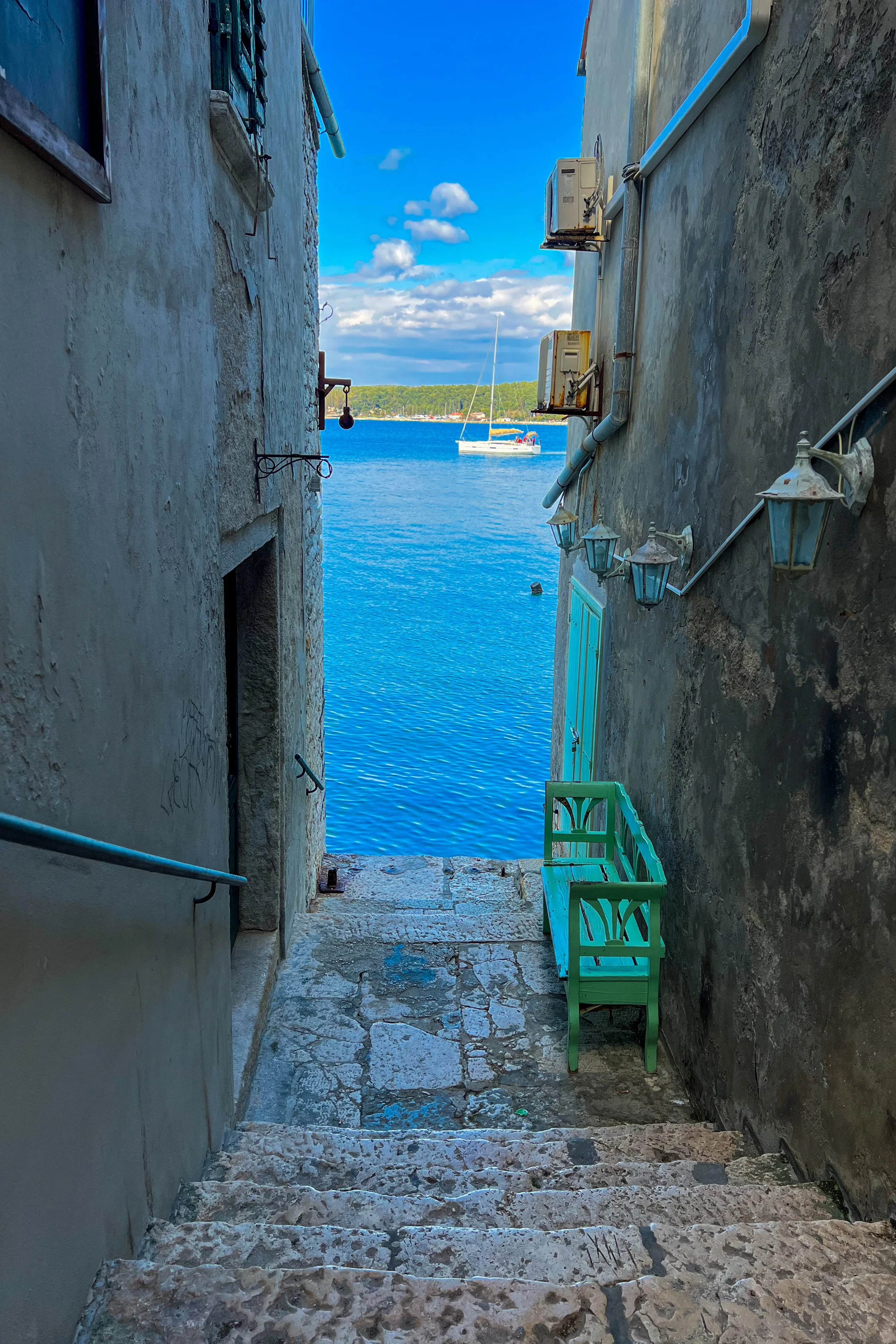 Rovinj Guide Alley View Sailboat