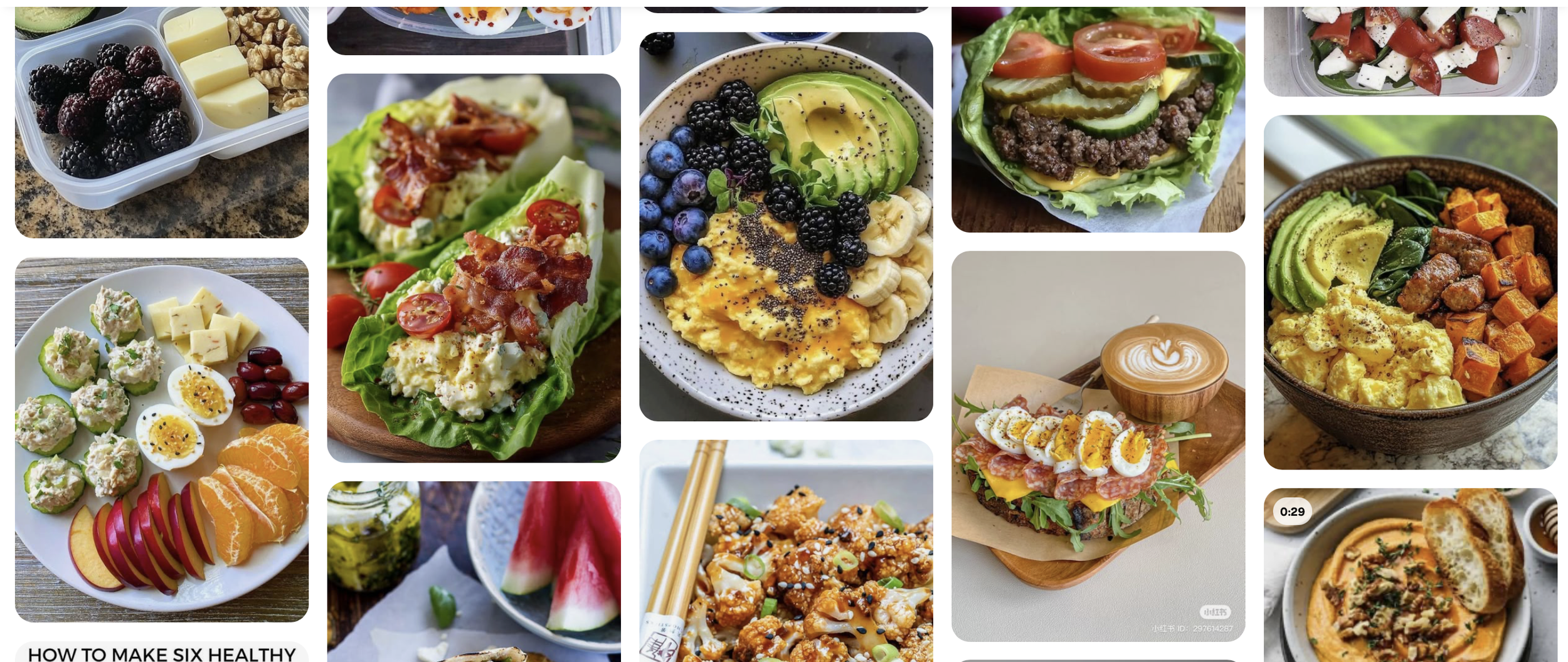 Photos of colorful high protein meals