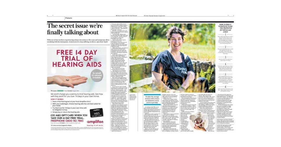 ⭐ ⭐ ⭐  Fantastic article in the @telegraph today by @rosietaylorjournalism highlighting the importance of addressing the common problem of incontinence especially in postnatal and menopausal women. Great information from the hilarious @gusset_gripper