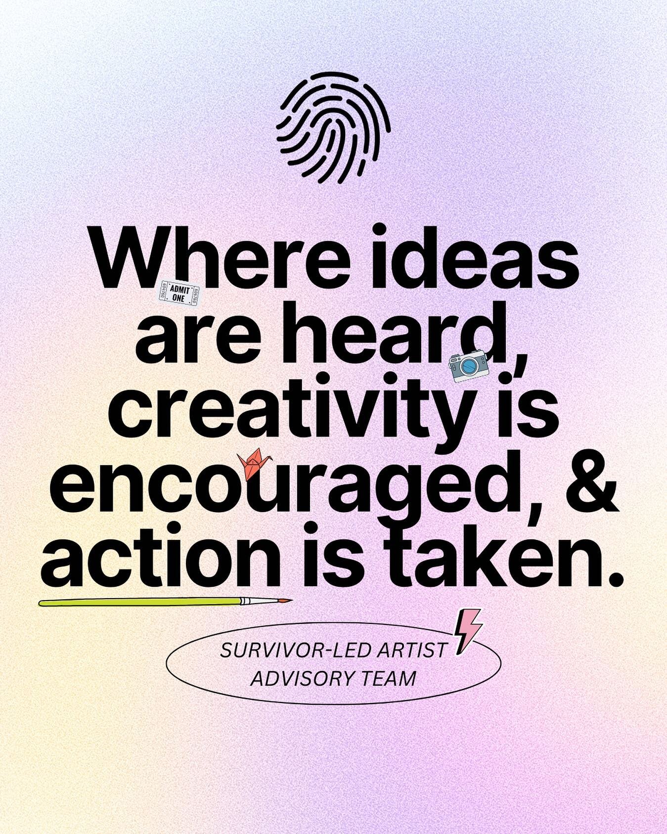⚡️This Sunday we have our first Survivor-Led Artist Advisory Team meeting!⚡️

This team was brought together for a couple reasons: because it&rsquo;s the first of its kind, and because we want to make sure we are doing our best in all we do at Artist