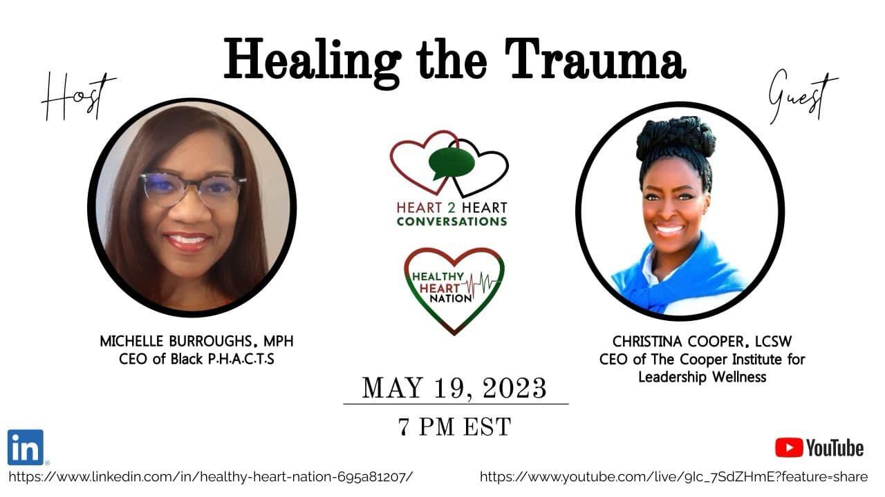 Looking forward to being a featured guest on tonight&rsquo;s Heart to Heart Conversation on healing trauma.  If you or someone you love is struggling to recover from the effects of trauma, join us tonight at 7 p.m. EST for powerful dialogue around wh