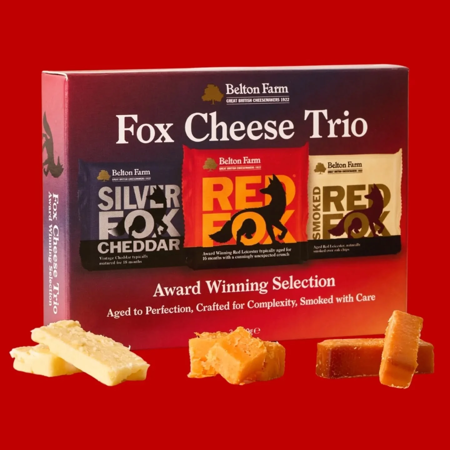 Meet your new Christmas cheeseboard hero: the @beltonfarm Trio Pack 🧀🎄 Packed with their award-winning Fox Family favourites - three of their delicious cheeses in one box for effortless festive grazing, gifting and &ldquo;just-one-more-bite&rdquo; 